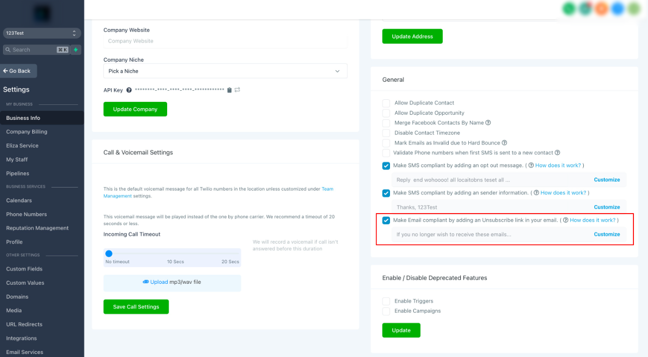 How to Set Up Unsubscribe Links – 2. Enable the global unsubscribe option without adding an unsubscribe tag in each email.