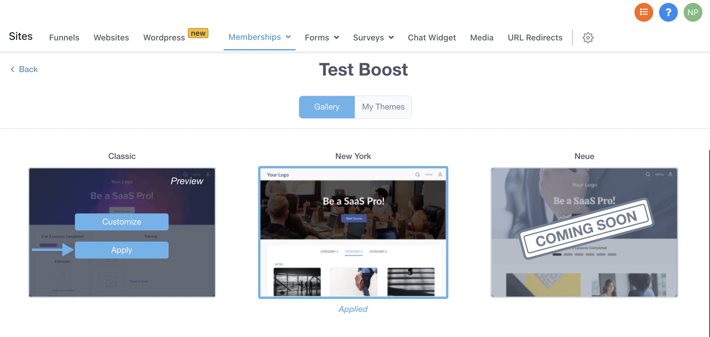 How to use memberships themes – The theme can then be saved for global use in the locations if the user clicks on the "save theme" button.