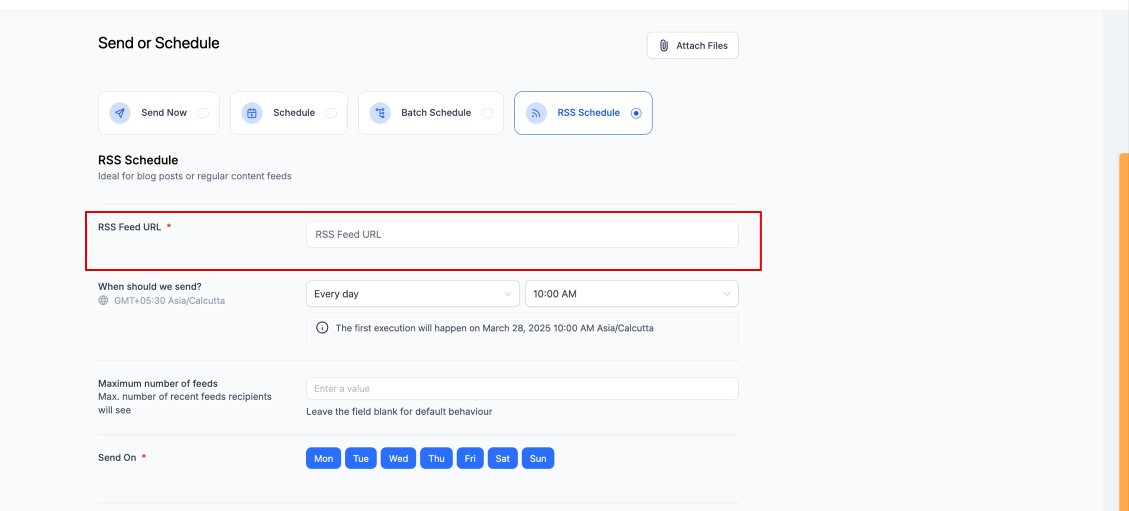 A basic guide of RSS Campaign – 2. Enter the RSS URL