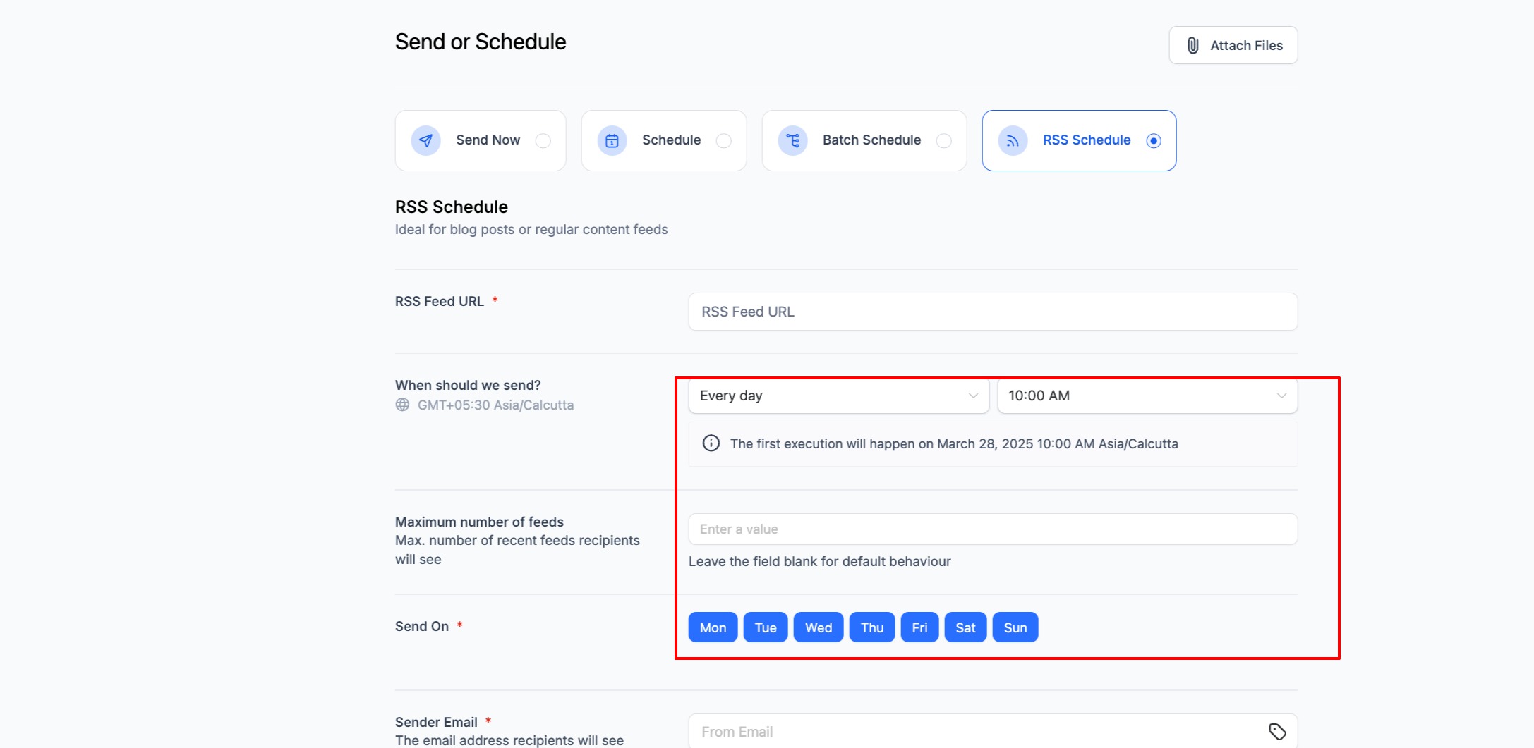 A basic guide of RSS Campaign – 5. Configure Schedule