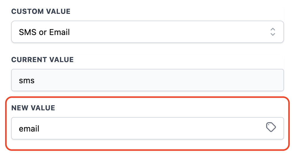 Action – Update Custom Value – Step 3: Choose the Custom Value to update: