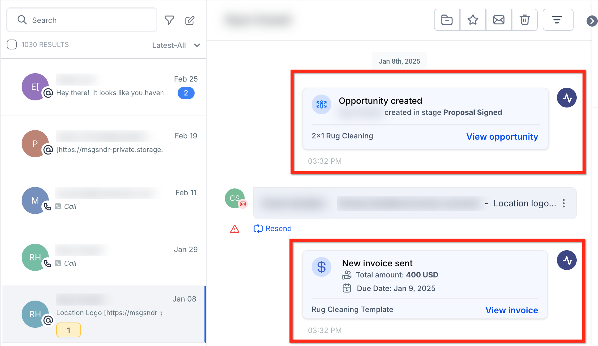 Activity Cards in Conversations – Screenshot 1