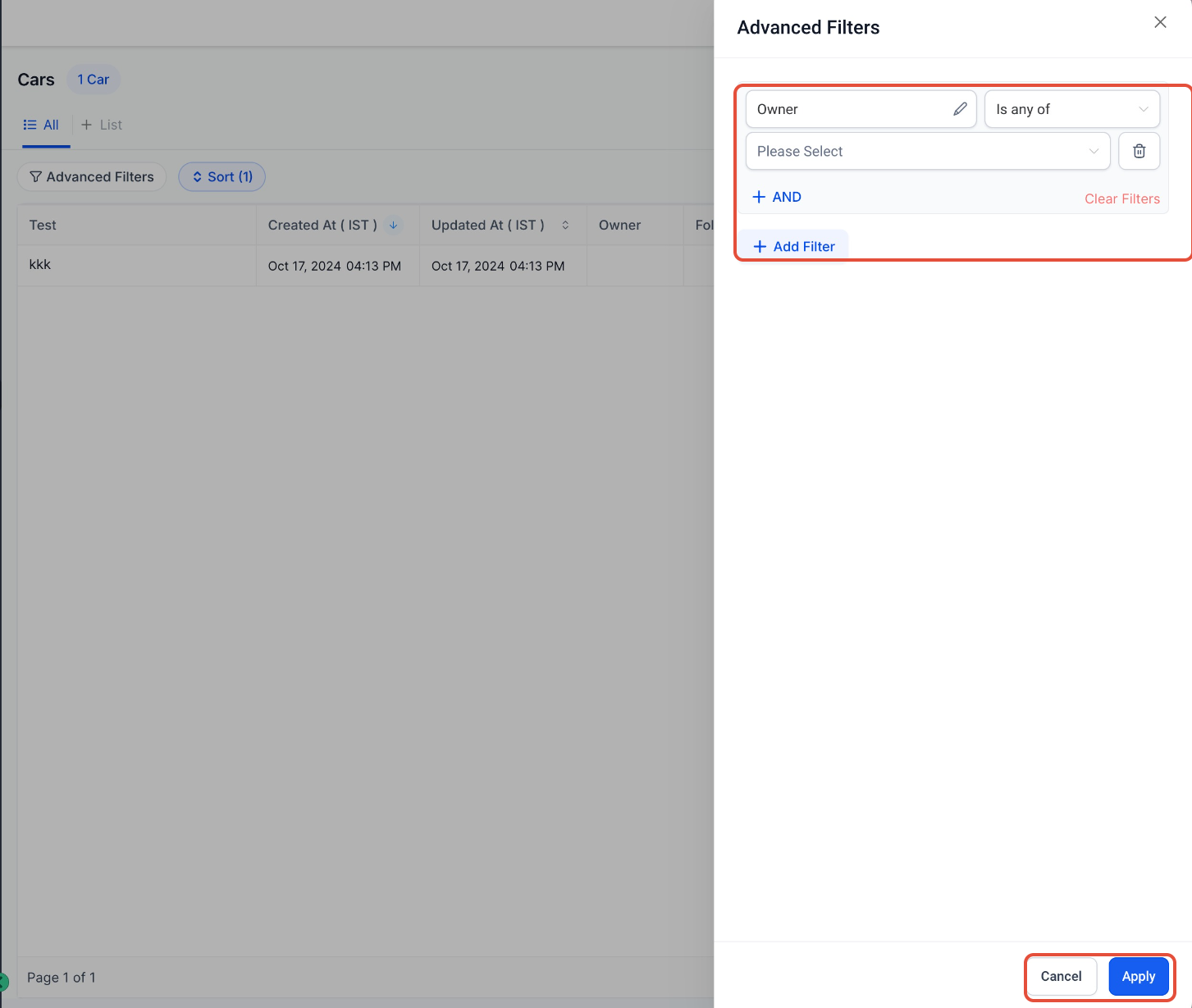 Advanced Filters for Custom Objects – Apply Filter Conditions