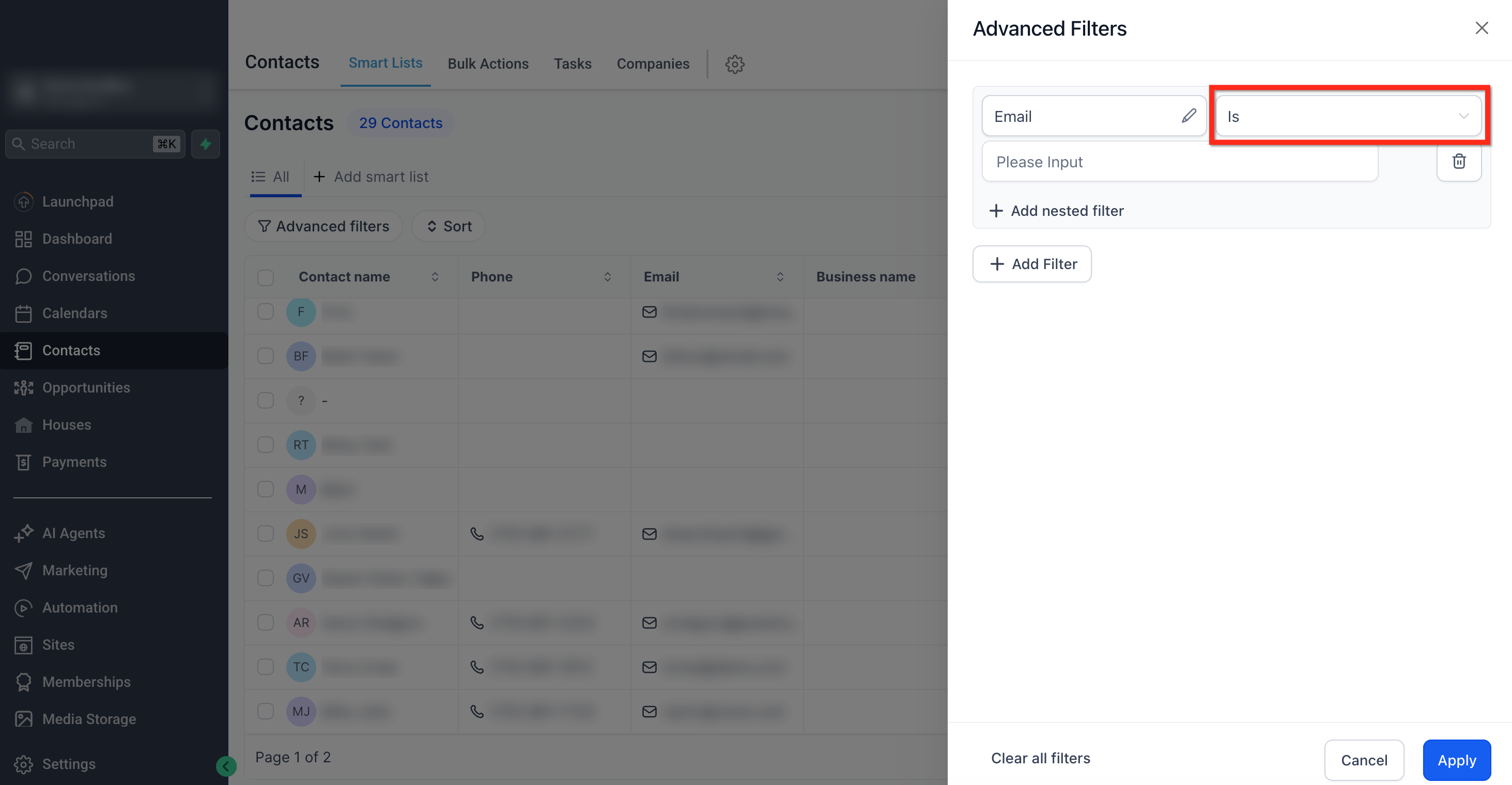 How To Setup Advanced Filters in Smart Lists