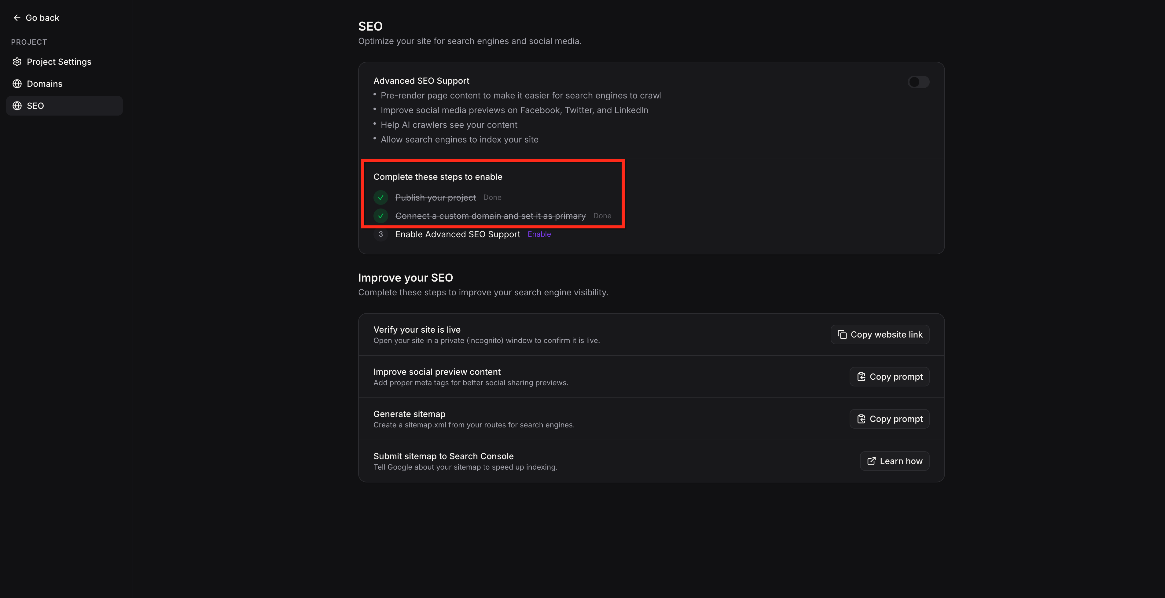 How to Enable Advanced SEO Support for AI Studio