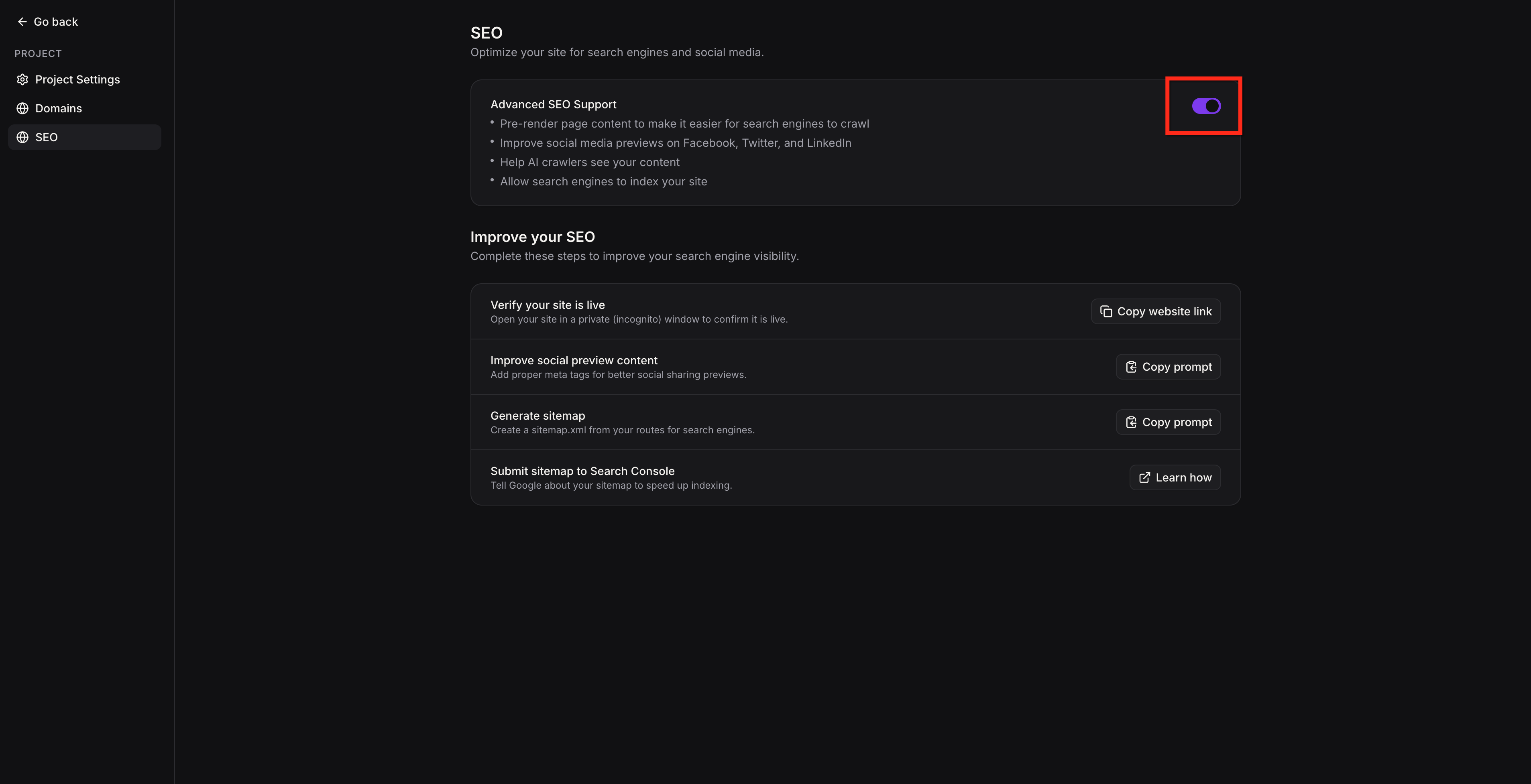 How to Enable Advanced SEO Support for AI Studio