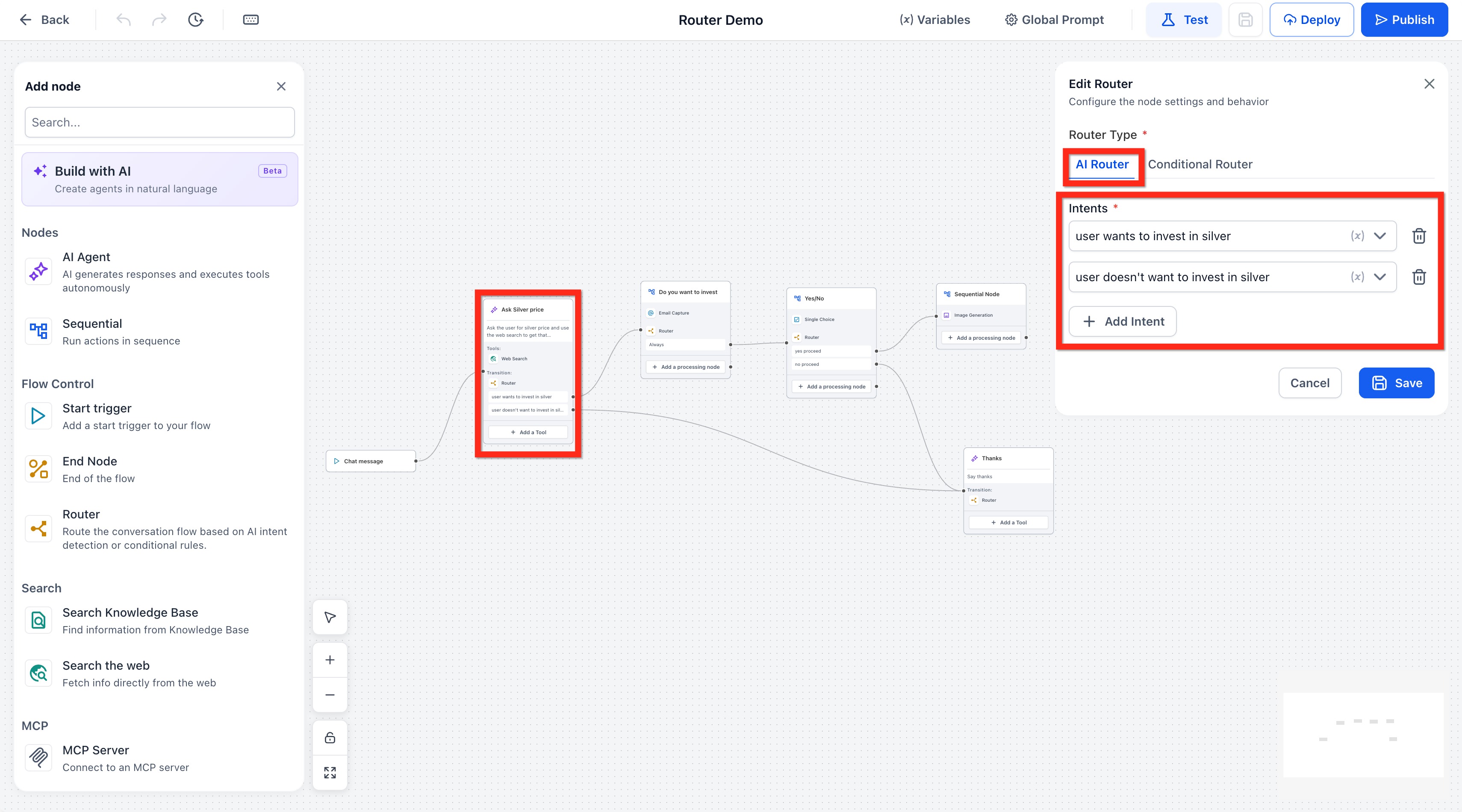 Agent Studio – Router Tool (AI & Conditional Router) – Using AI Router