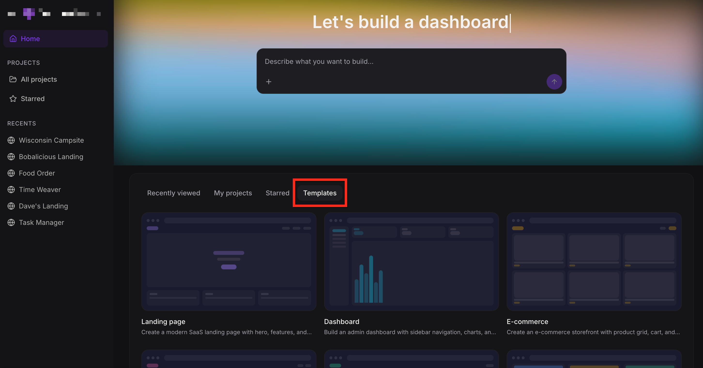 AI Studio – Start with a Template