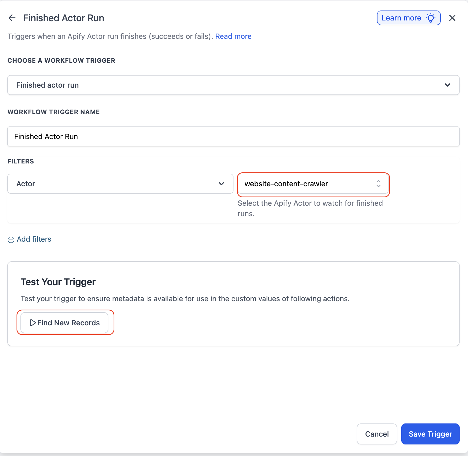 Apify – Actions & Triggers in Workflows – Screenshot 4
