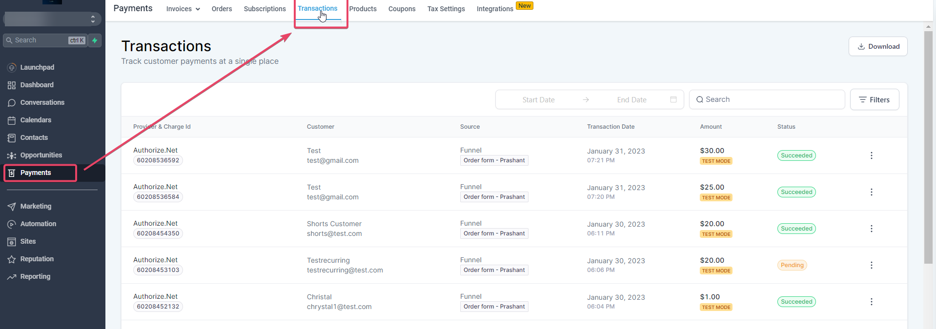 Authorize.net integration for processing payments – What will change in the reporting of transactions done with Authorize.net? Where will I be able to keep track…
