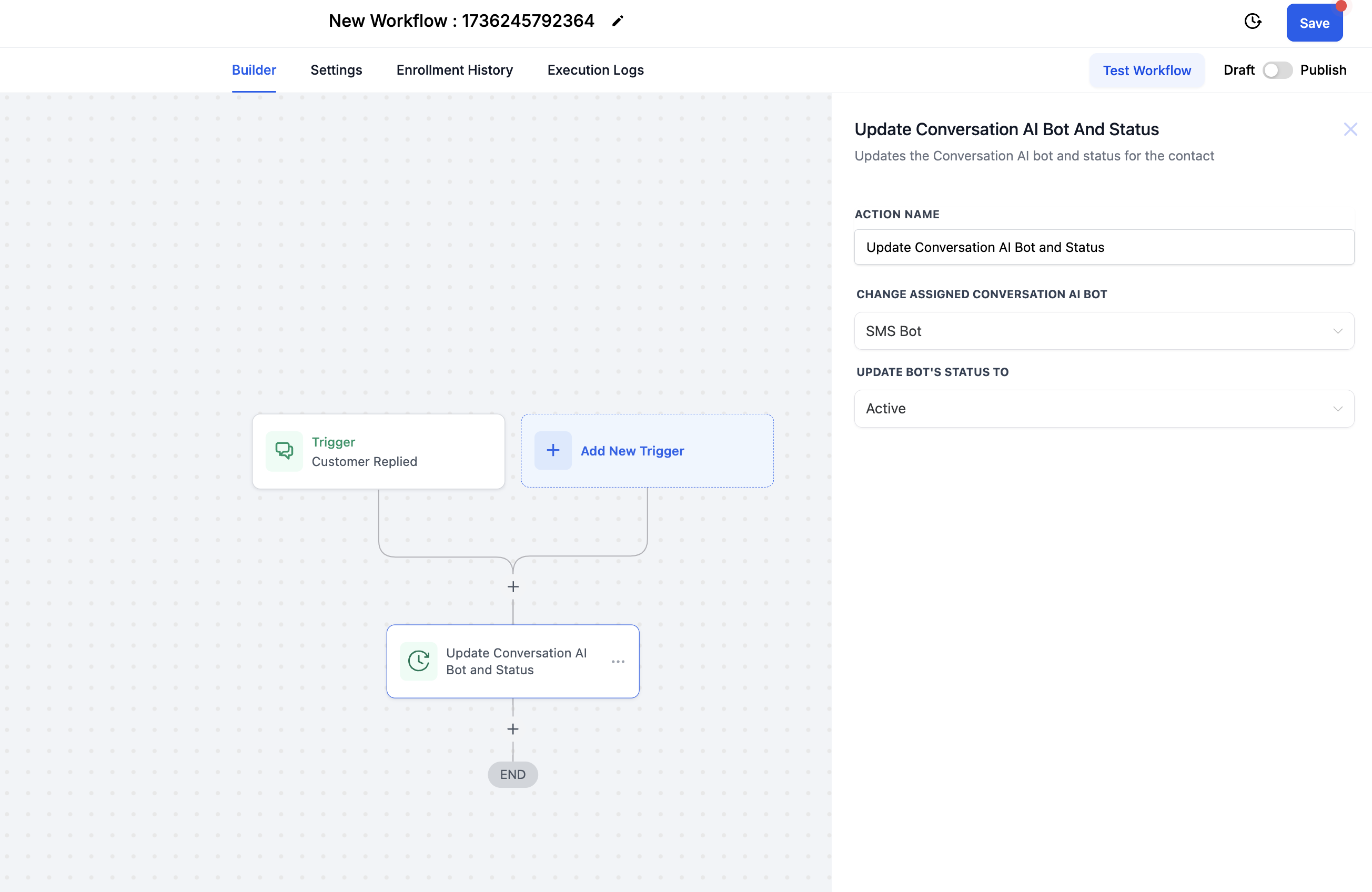 Automating AI Bot Assignment and Status Using Workflows – Step 4: Set Bot Status