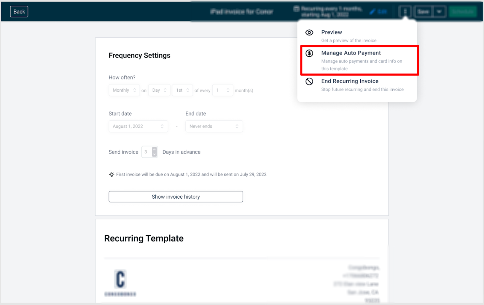 Automating Recurring Invoice Payments – Managing Auto Payment Settings