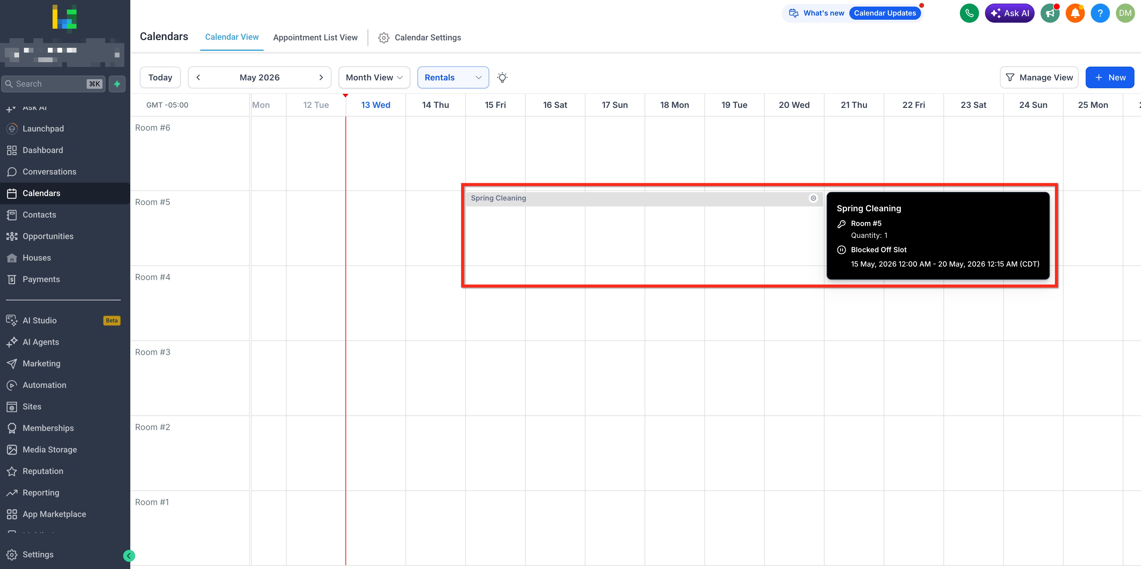 Blocked Slots for Rental Listings – Blocked Slots in Calendar View