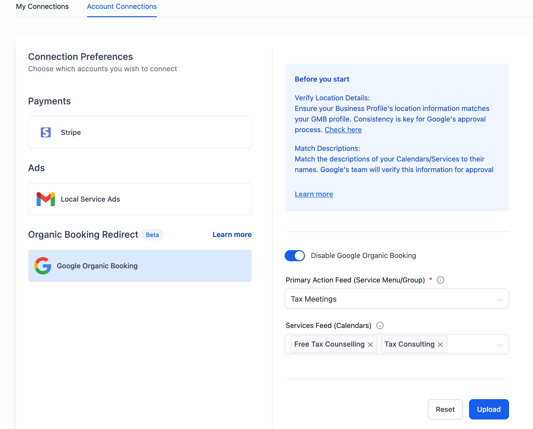 Booking Redirect with Google (Google Organic Booking) – How to Disable Integration?