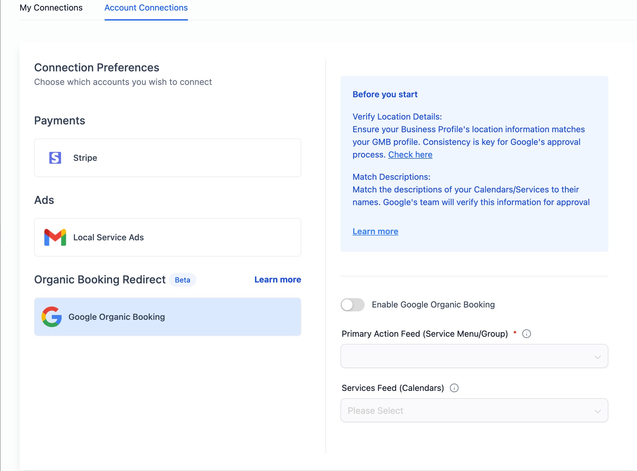Booking Redirect with Google (Google Organic Booking) – How to Disable Integration?