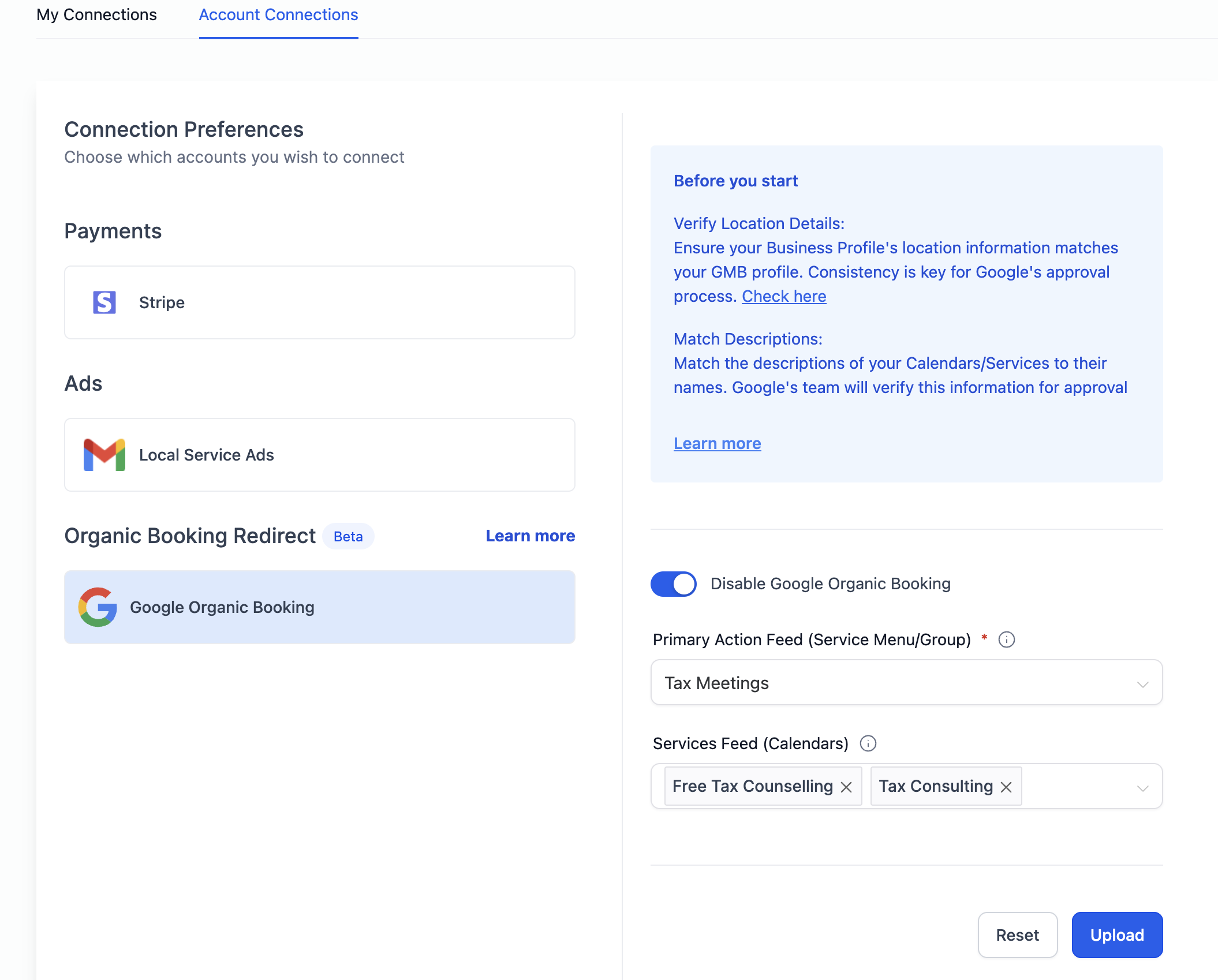 Google Organic Booking – How to Disable Integration?
