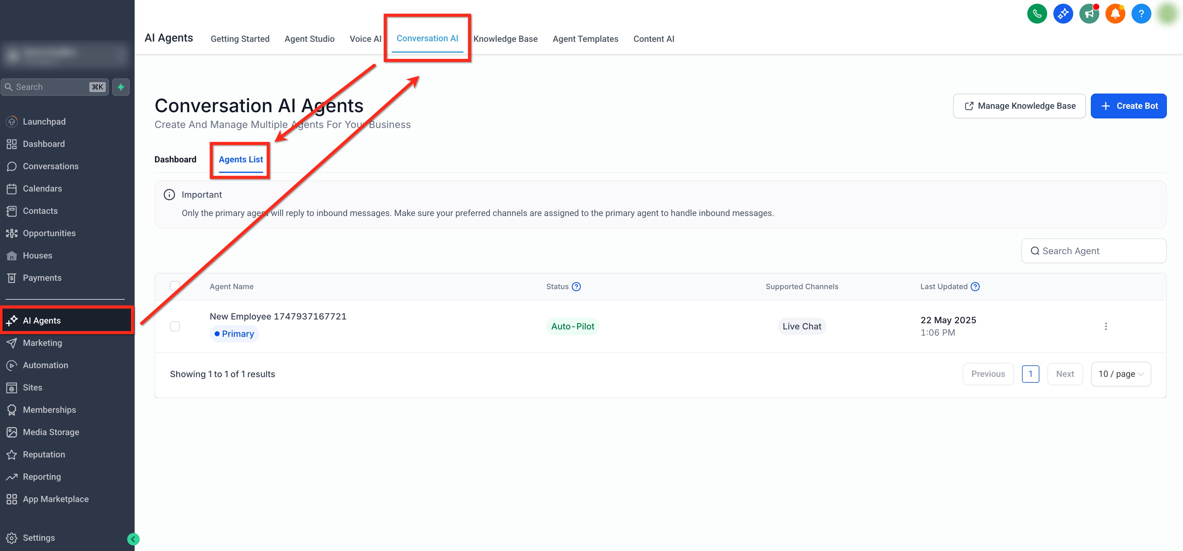 Bot Actions – Add Contact Info – Step 1: Open the Agent
