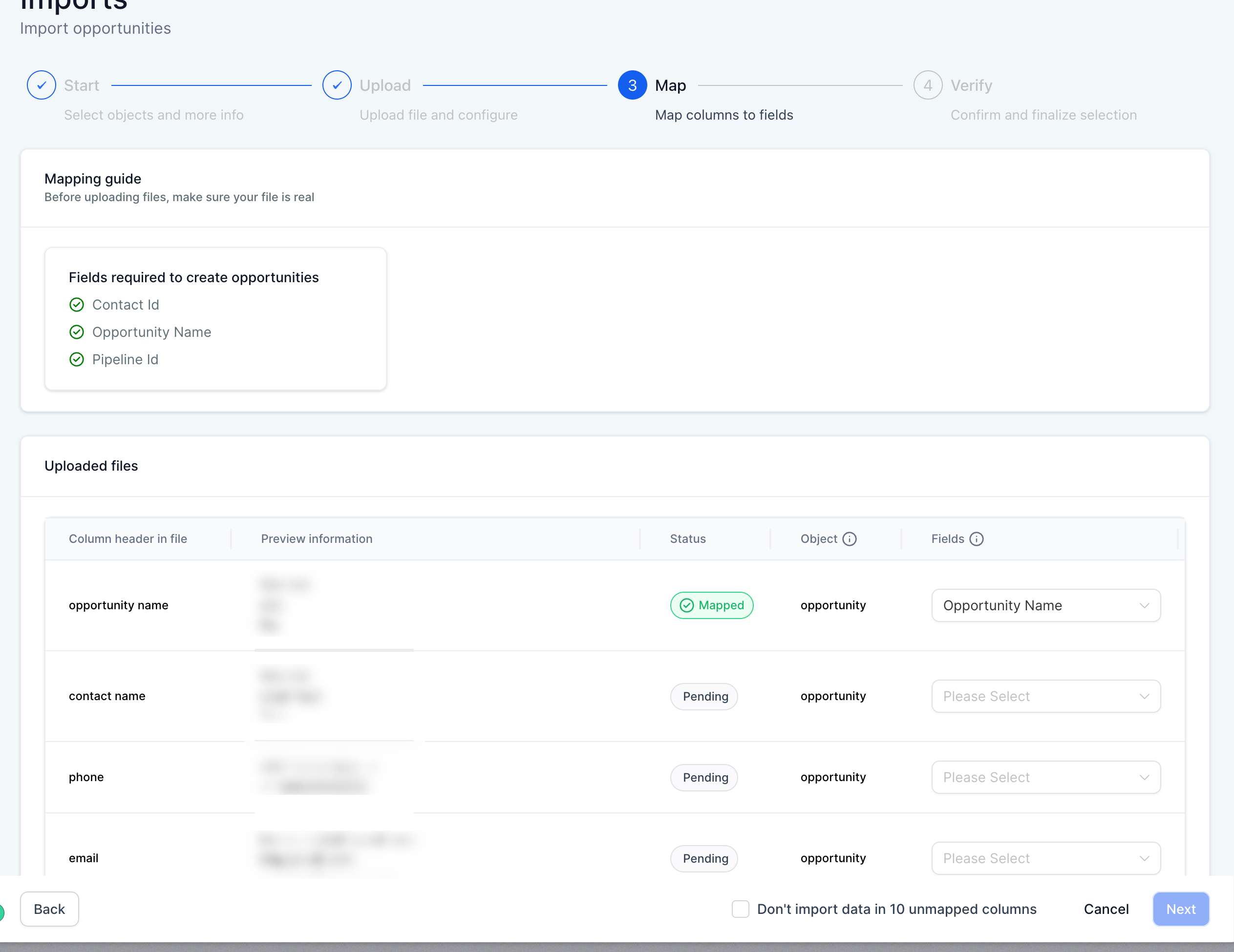 Bulk Opportunity Import Guide: Upload, Map, and Verify CSV Data – Map Your Fields