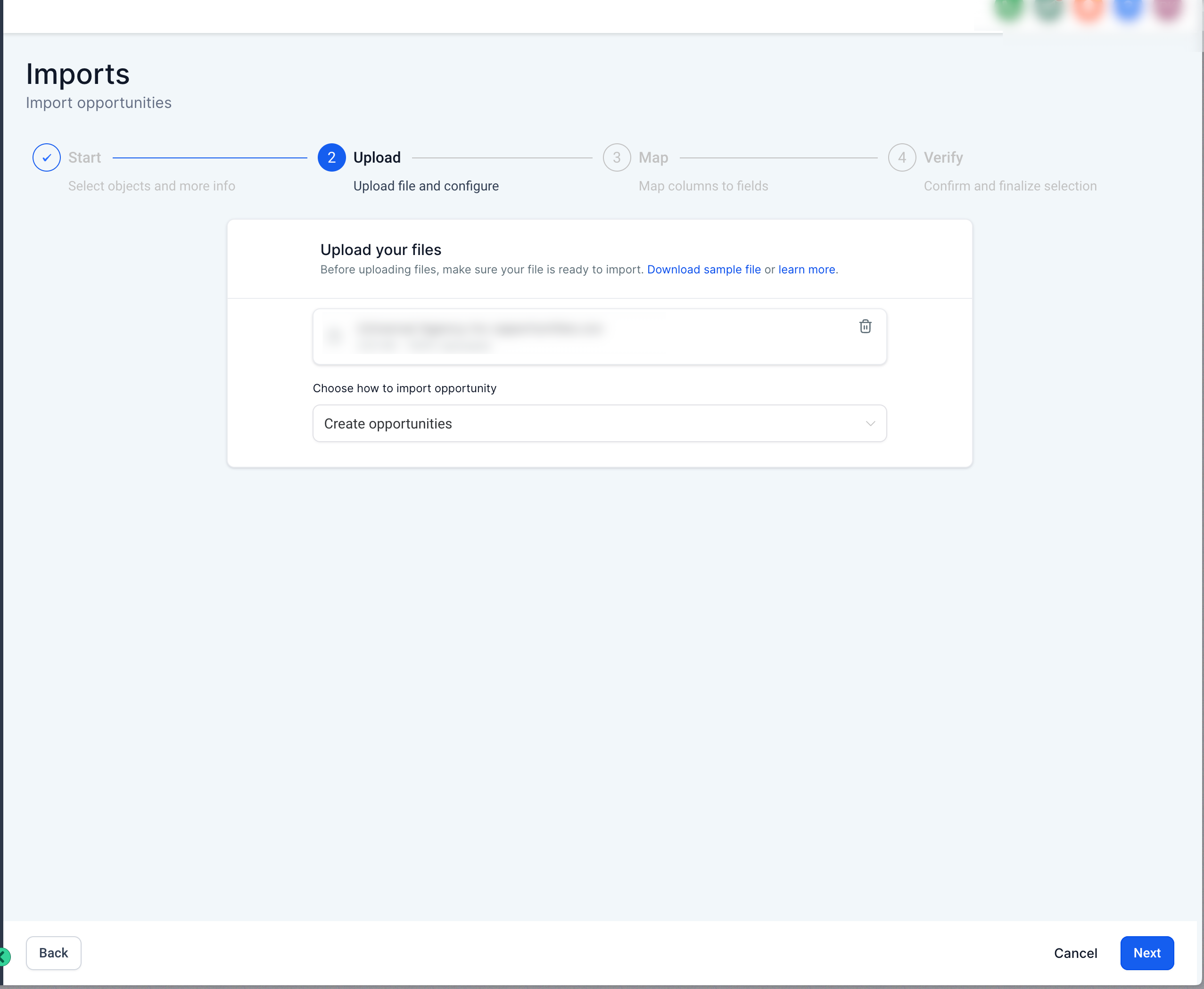 Bulk Opportunity Import Guide: Upload, Map, and Verify CSV Data – Upload Your CSV File