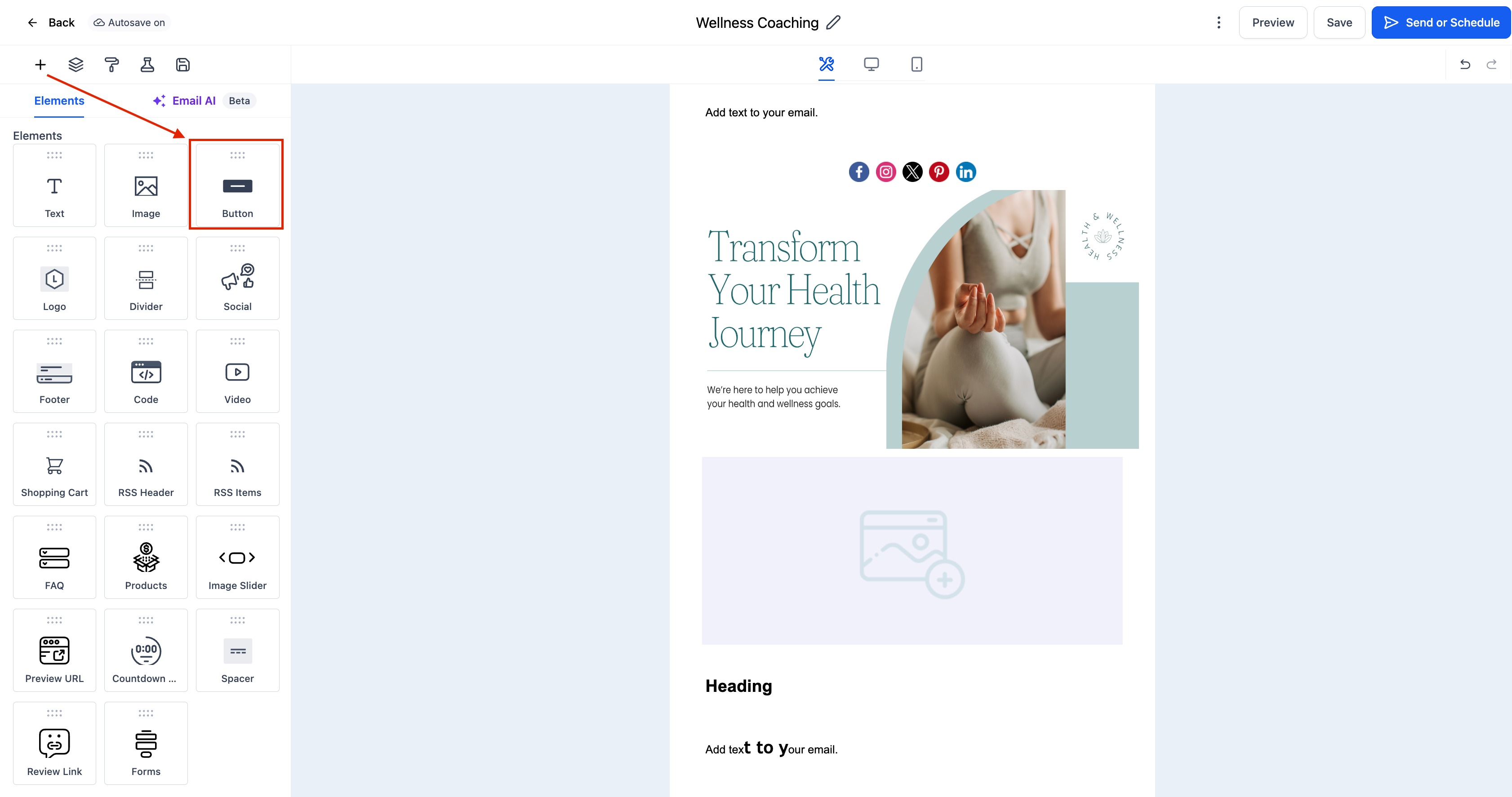 Button Element in Email Builder – How To Setup the Button Element