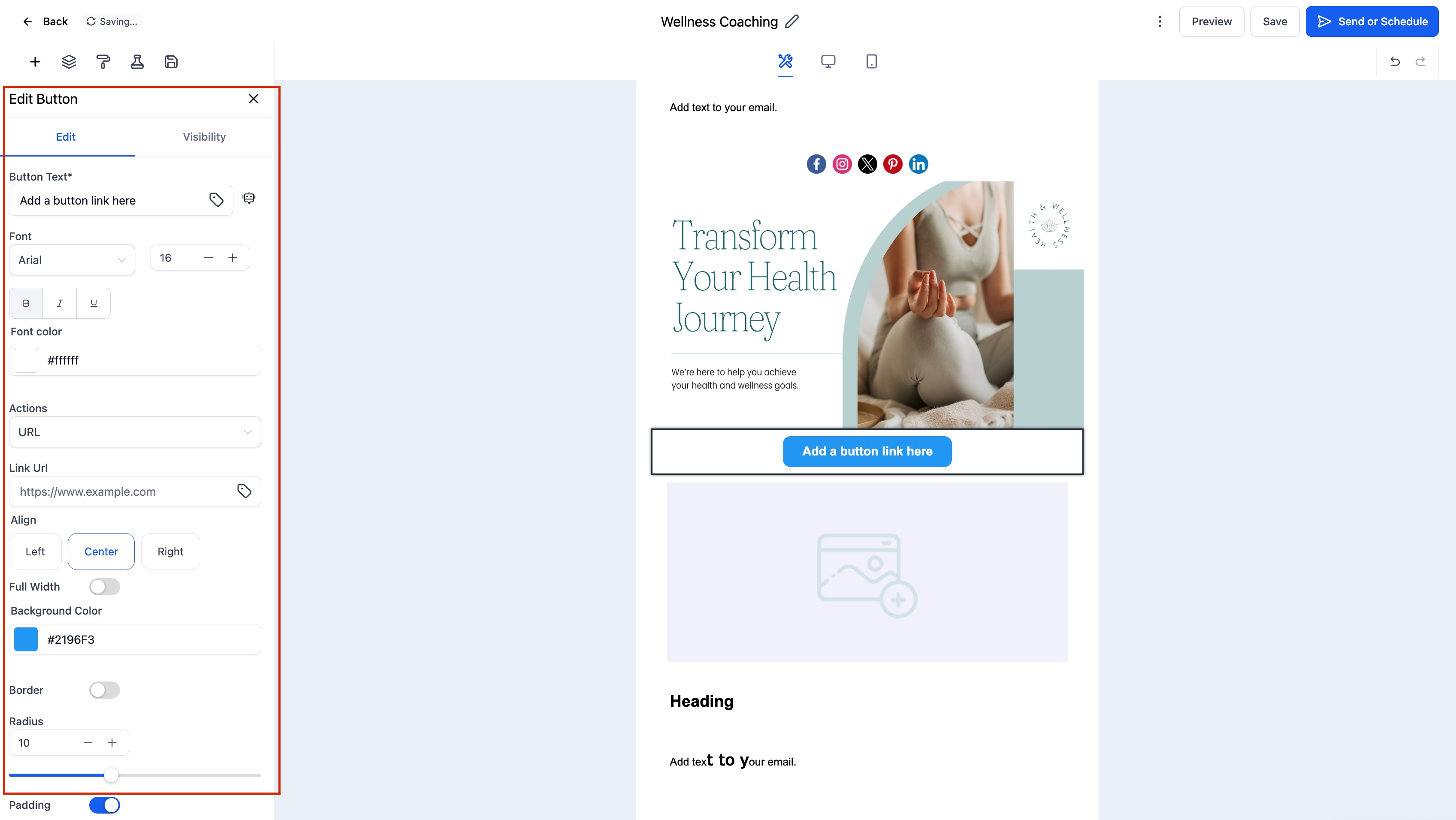 Button Element in Email Builder – How To Setup the Button Element