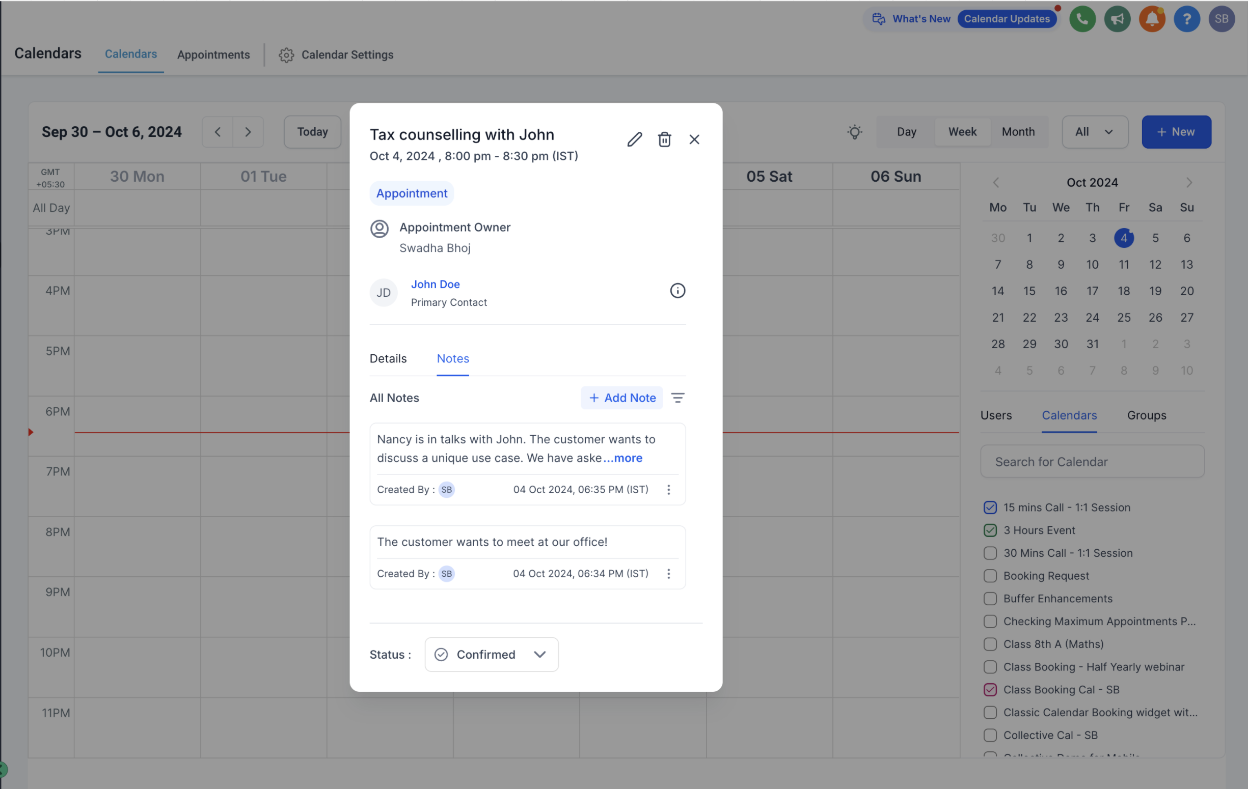 Calendar: Add Notes Per Appointment – How to Add Notes to an Appointment
