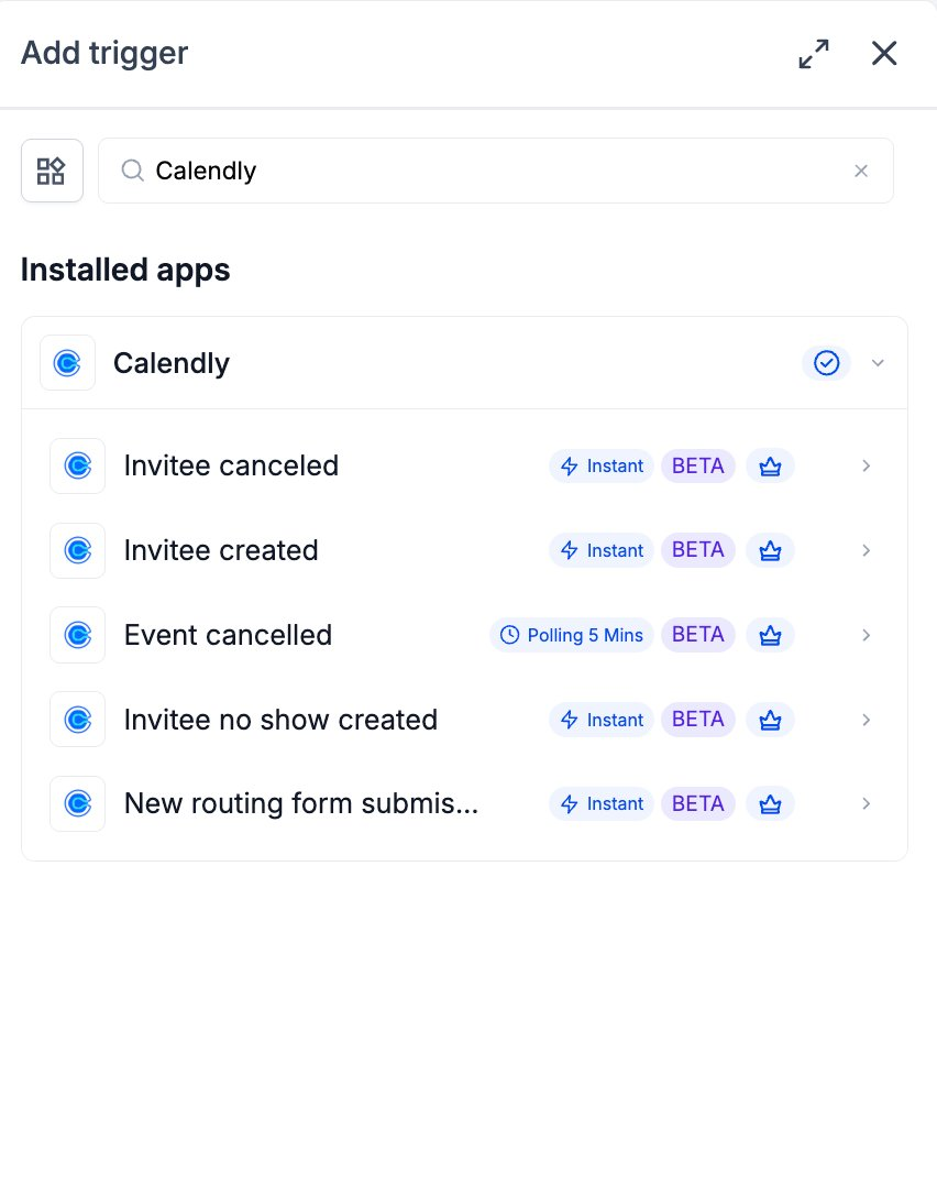 Calendly – Workflow Actions & Triggers – Polling 5 Mins