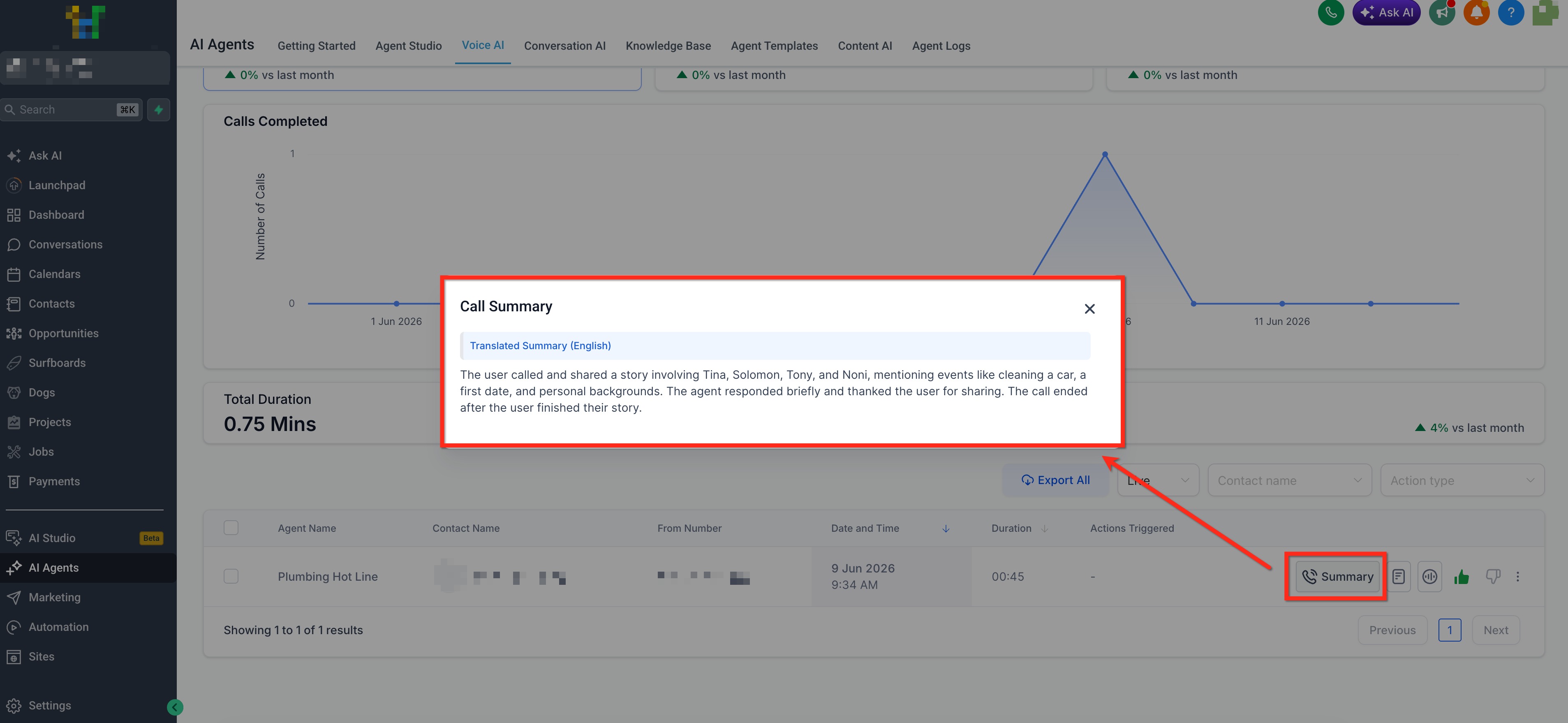 Call Logs for Voice AI Agents – Call Summary