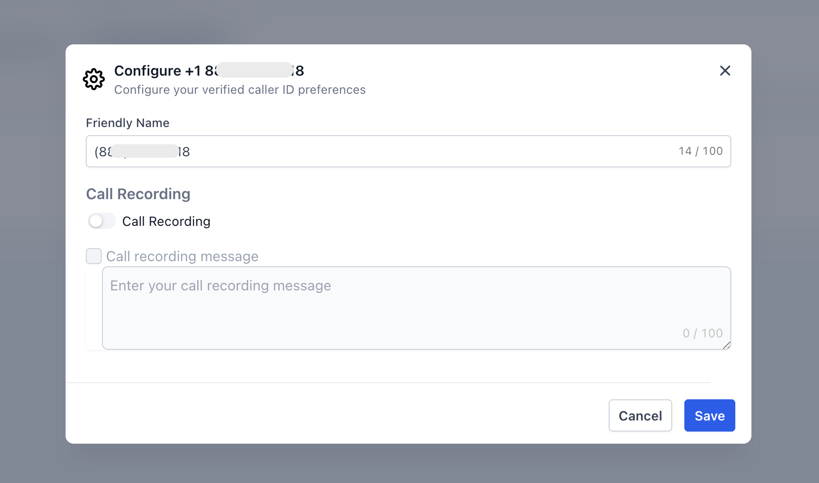 Choosing between using your existing phone number vs buying a new phone number – Turning on call recording for a verified number