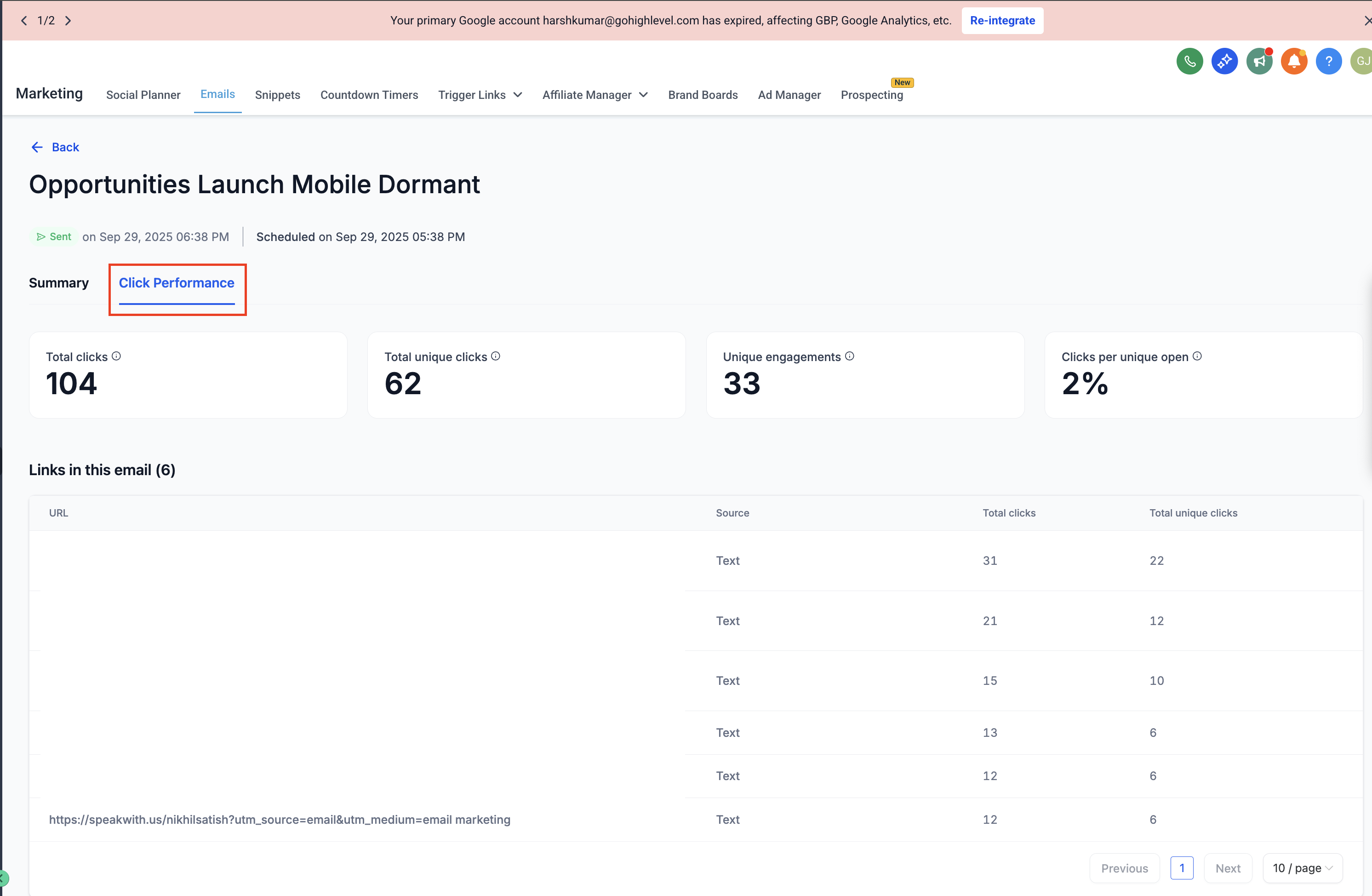 Click Performance in Email Statistics – How to Access Click Performance Data