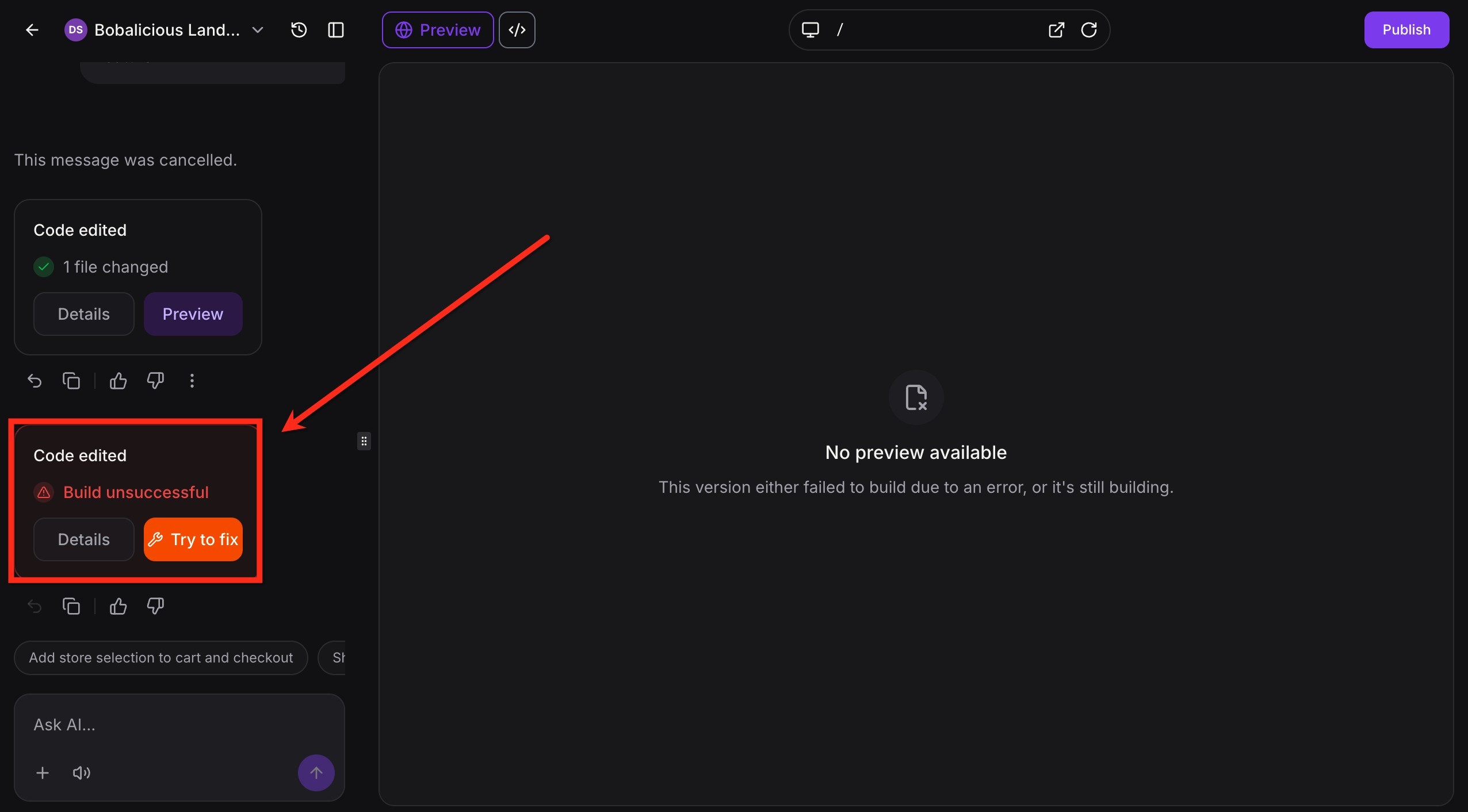 Code Editor in AI Studio – Smart Error Detection