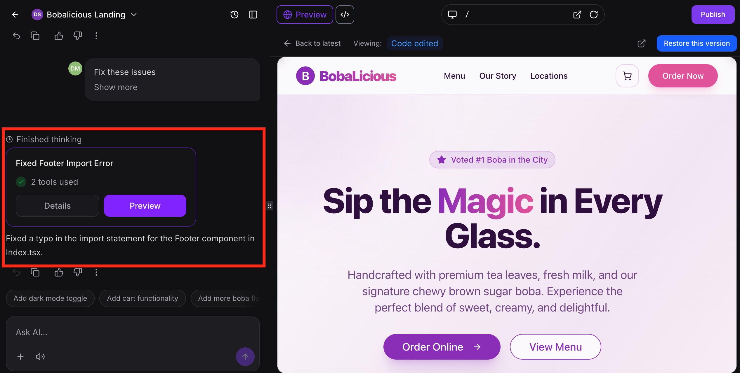 Code Editor in AI Studio – Smart Error Detection
