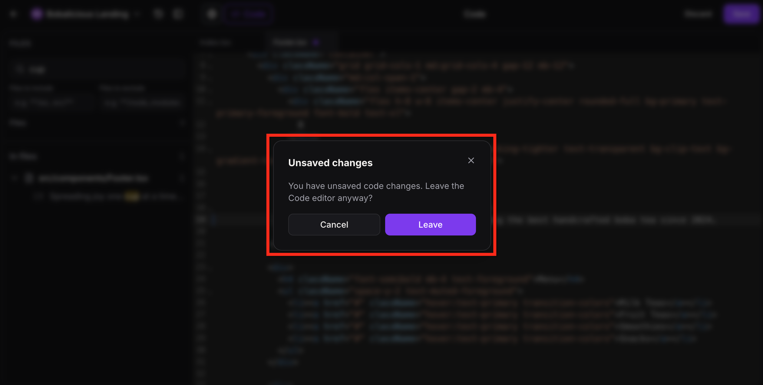 Code Editor in AI Studio – Unsaved Changes Protection
