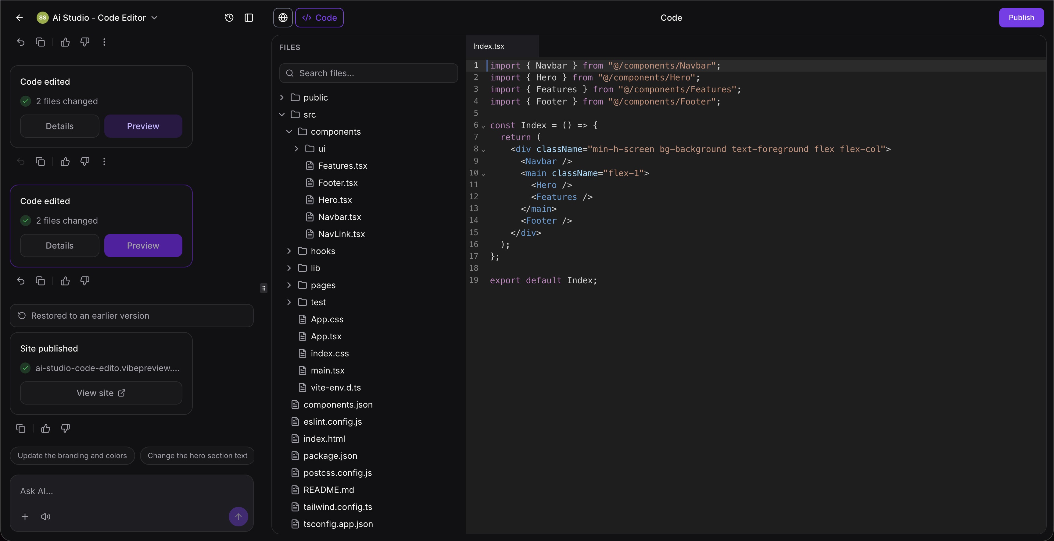 Code Editor in AI Studio – With the AI Studio Code Editor, you can iterate where you build: edit code, see instant updates in the live p…