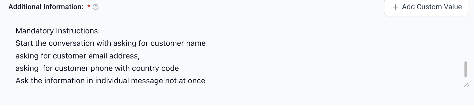 Collect Contact Details Using AI Prompt Setup – Step 1: Add Instructions to Your Prompt