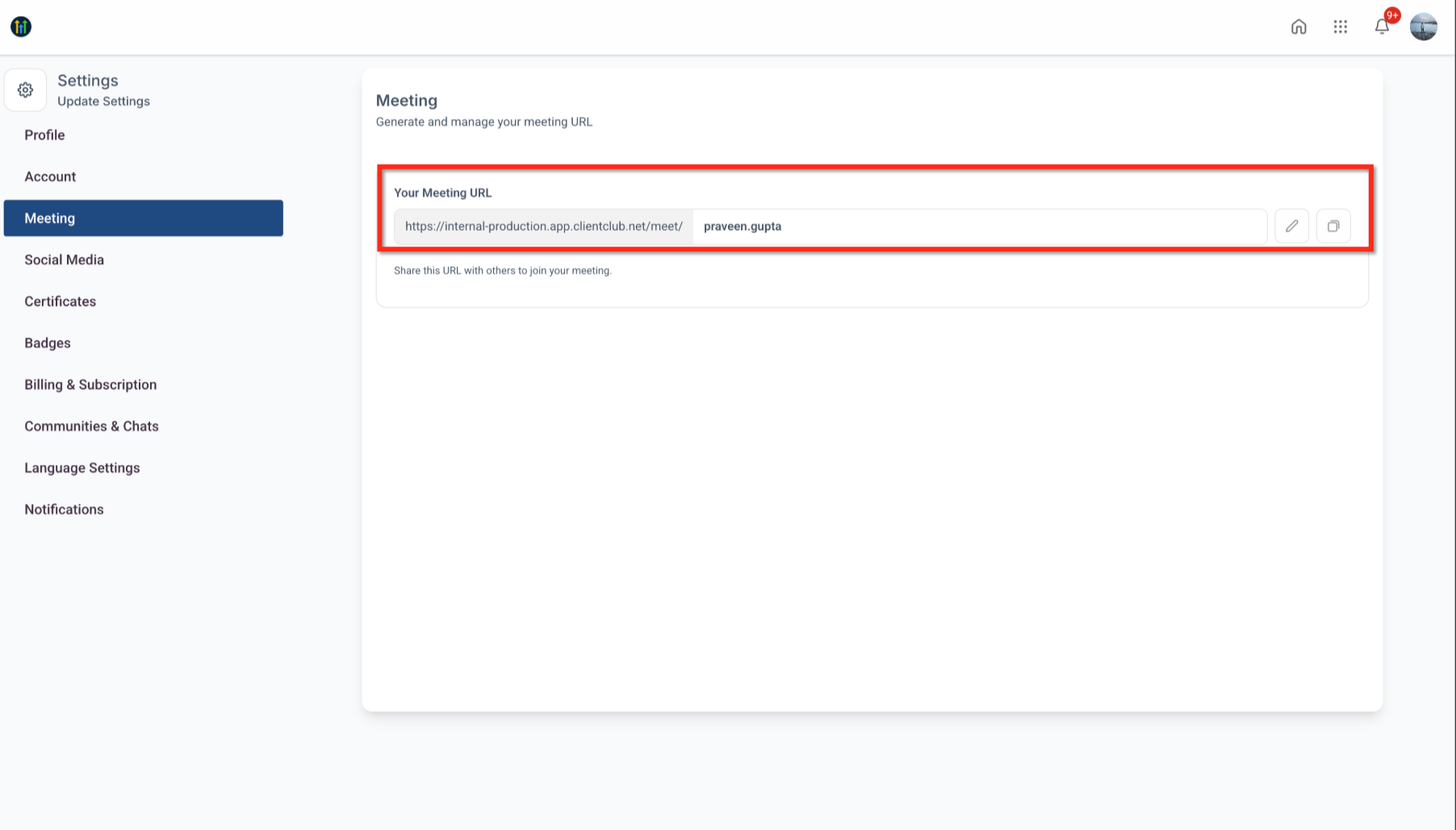 Communities Live Session Enhancements: Personal Meeting Links, Recordings Hub & Noise Cancellation – Step 2: Configure Your Personal Meeting Link
