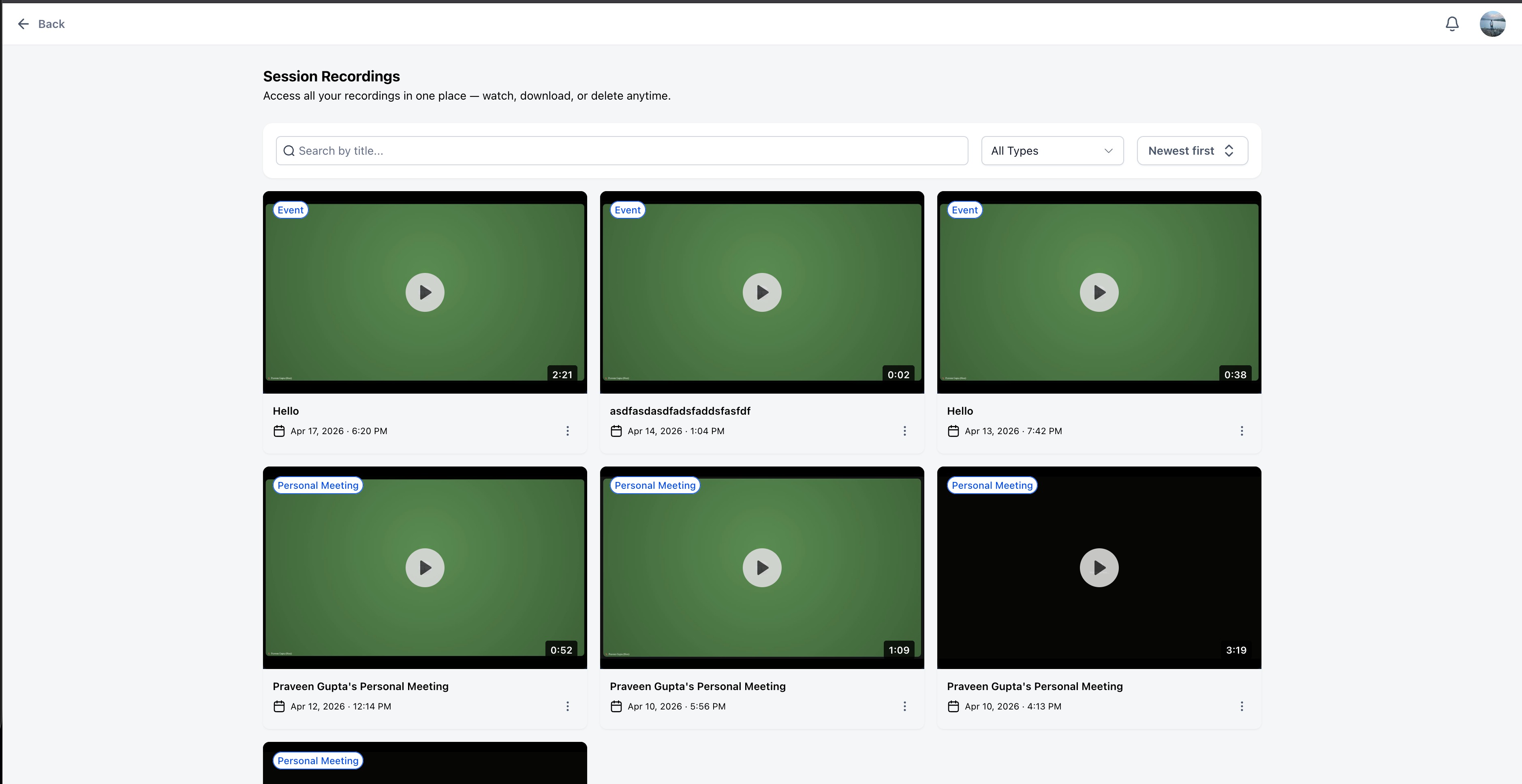 Communities Live Session Enhancements: Personal Meeting Links, Recordings Hub & Noise Cancellation – Step 2: View Available Recordings