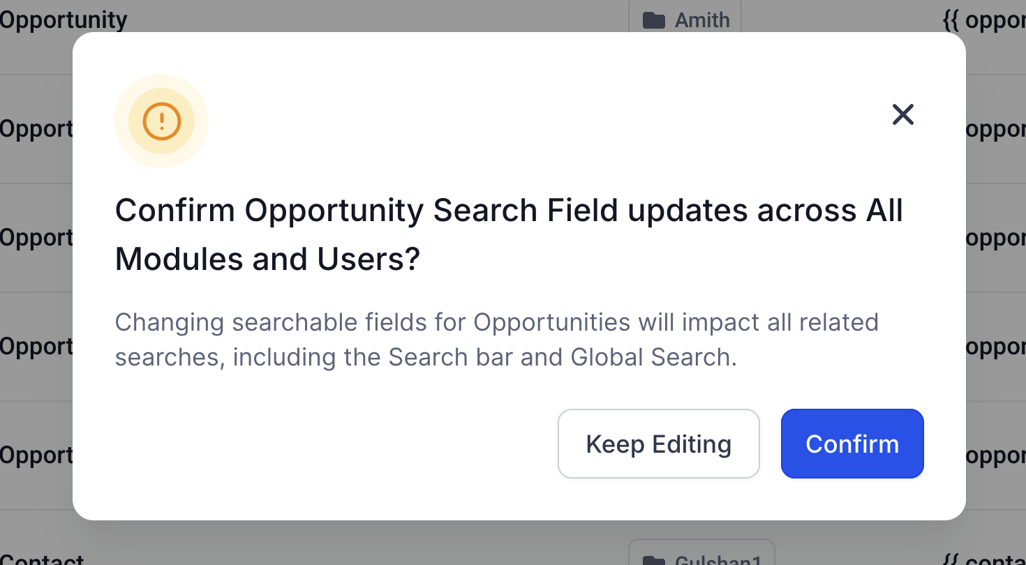 Configuring Searchable Fields for Objects – How to update your searchable fields?