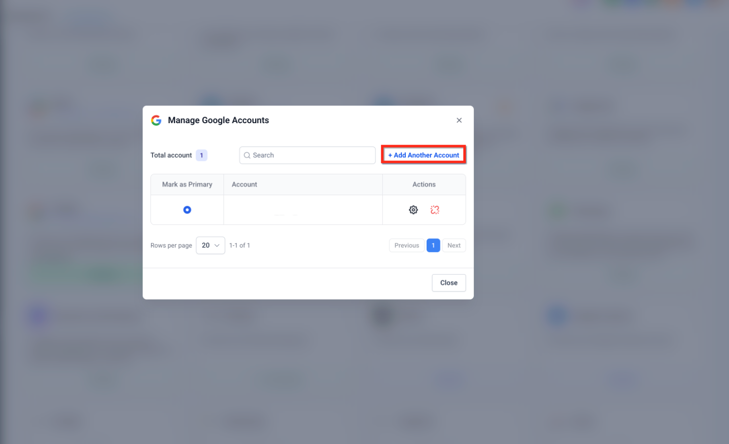 Connecting Google account with CRM – Managing Connected Google Accounts