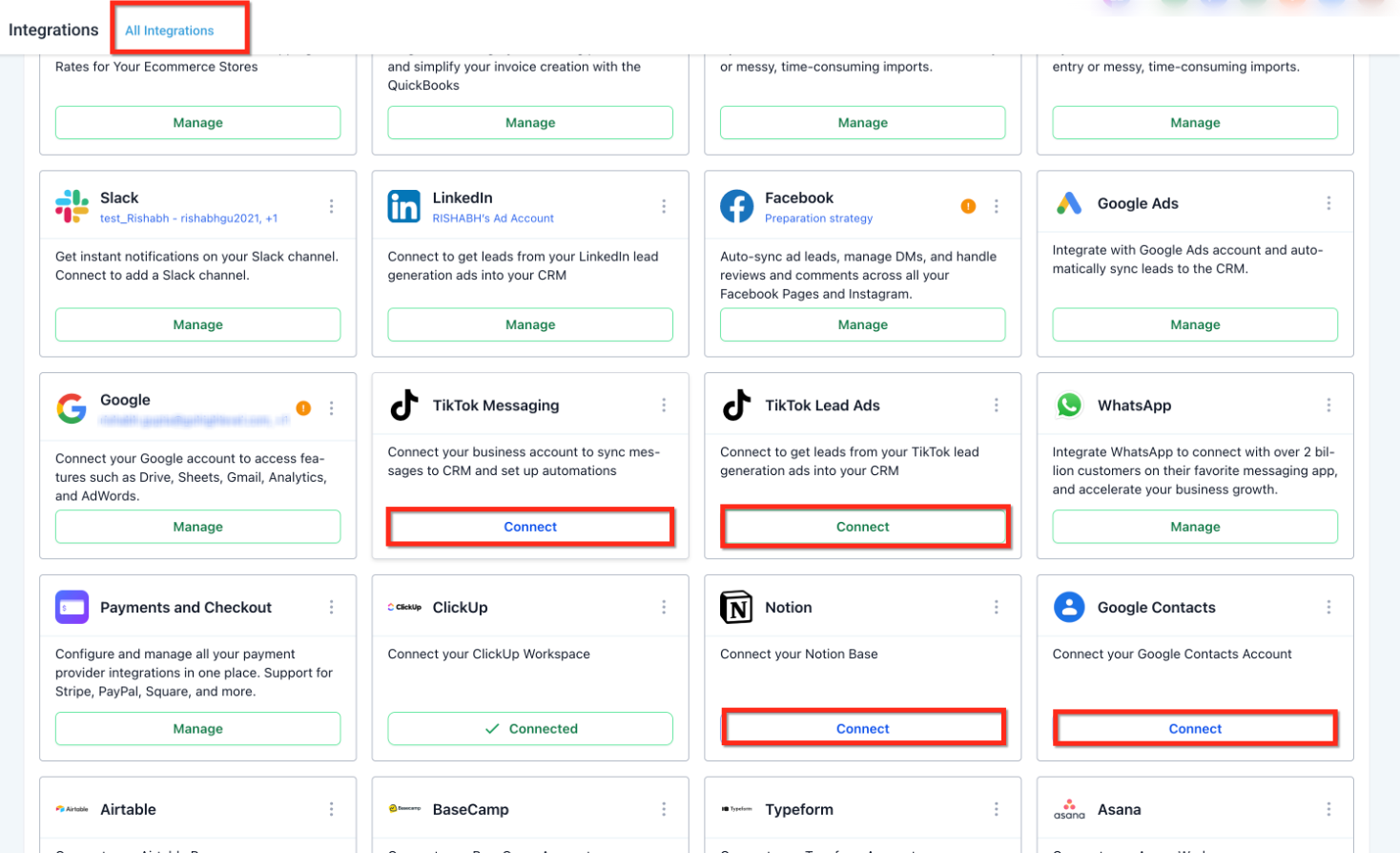 Connecting Google account with CRM – Once you click Connect, a secure authentication window opens. You’ll be guided through signing in and approvi…