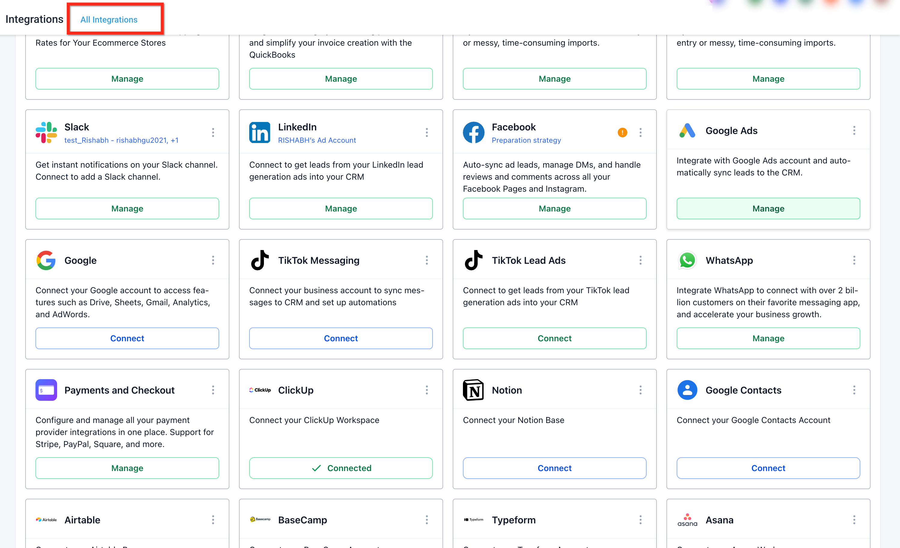 Connecting Google account with CRM – To begin, navigate to the integrations area within your settings and locate the Google connection option. Sel…