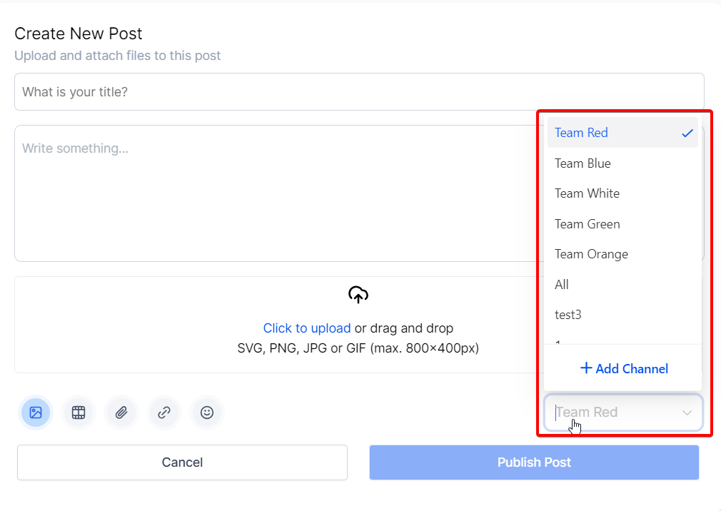 Content Management in Communities – Channel Dropdown