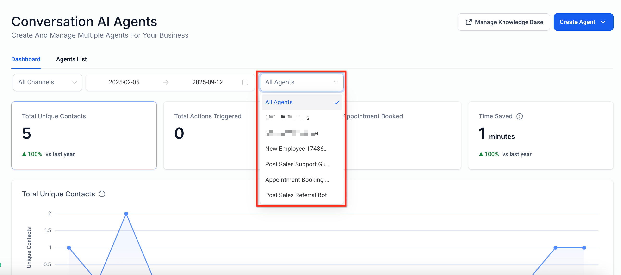 Conversation AI Agents Dashboard – Screenshot 3