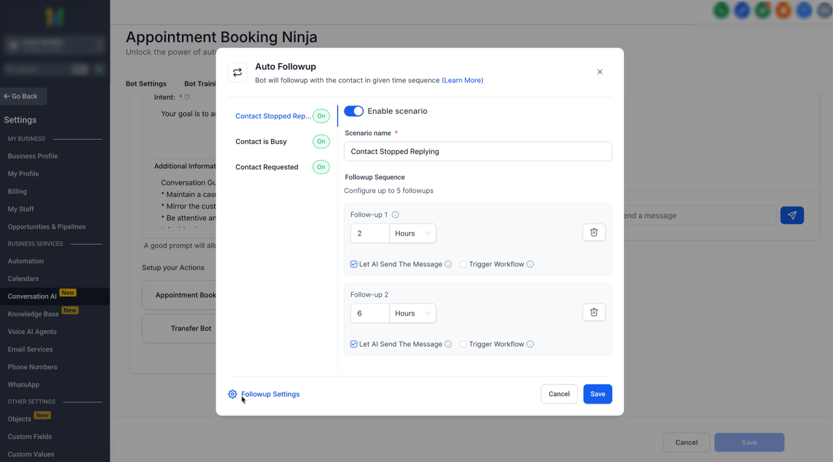 Conversation AI – Auto Follow-Up Action – B. Enable Dynamic Channel Switching