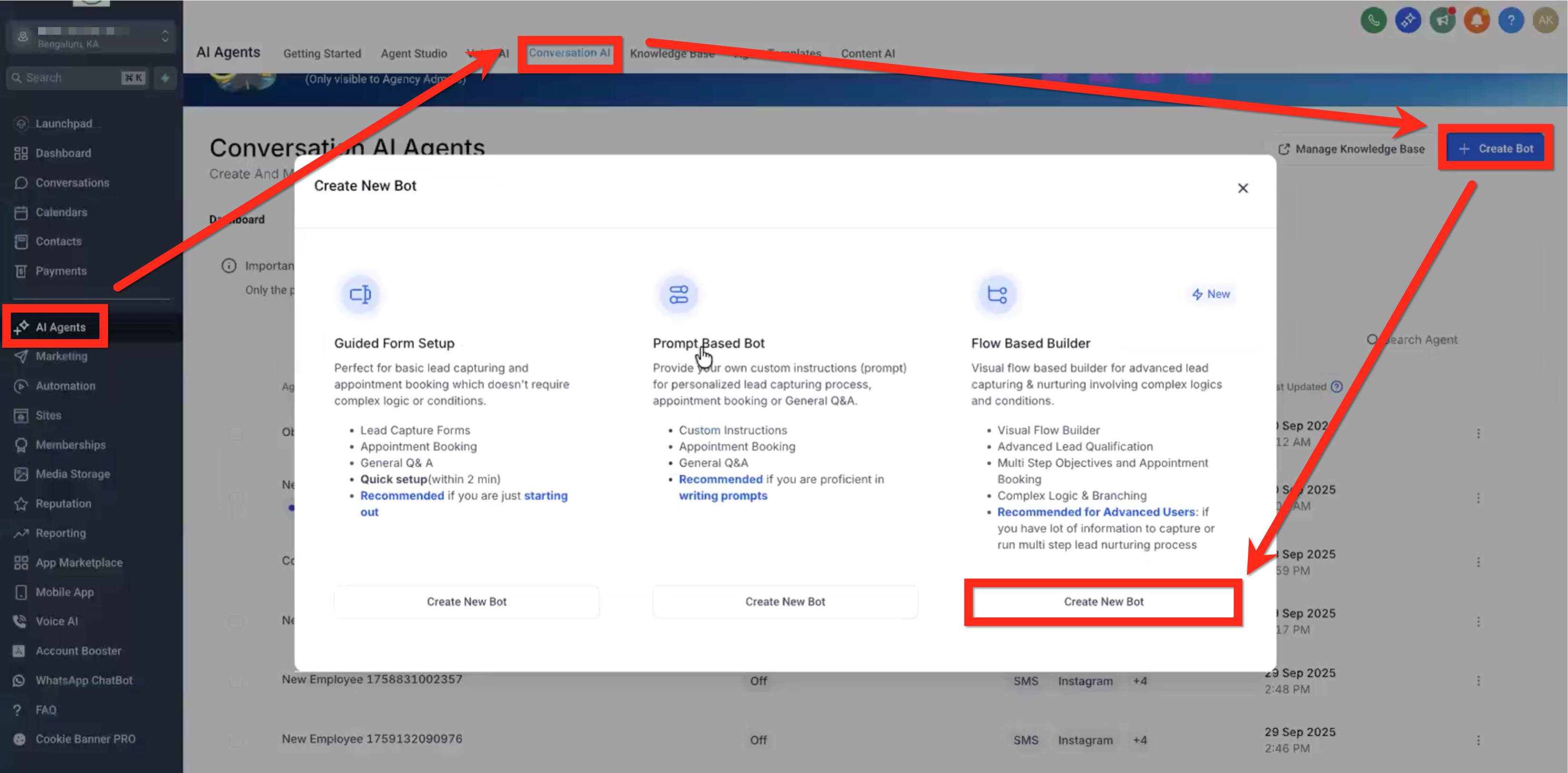 Conversation AI Flow Builder – Access The Flow Based Builder