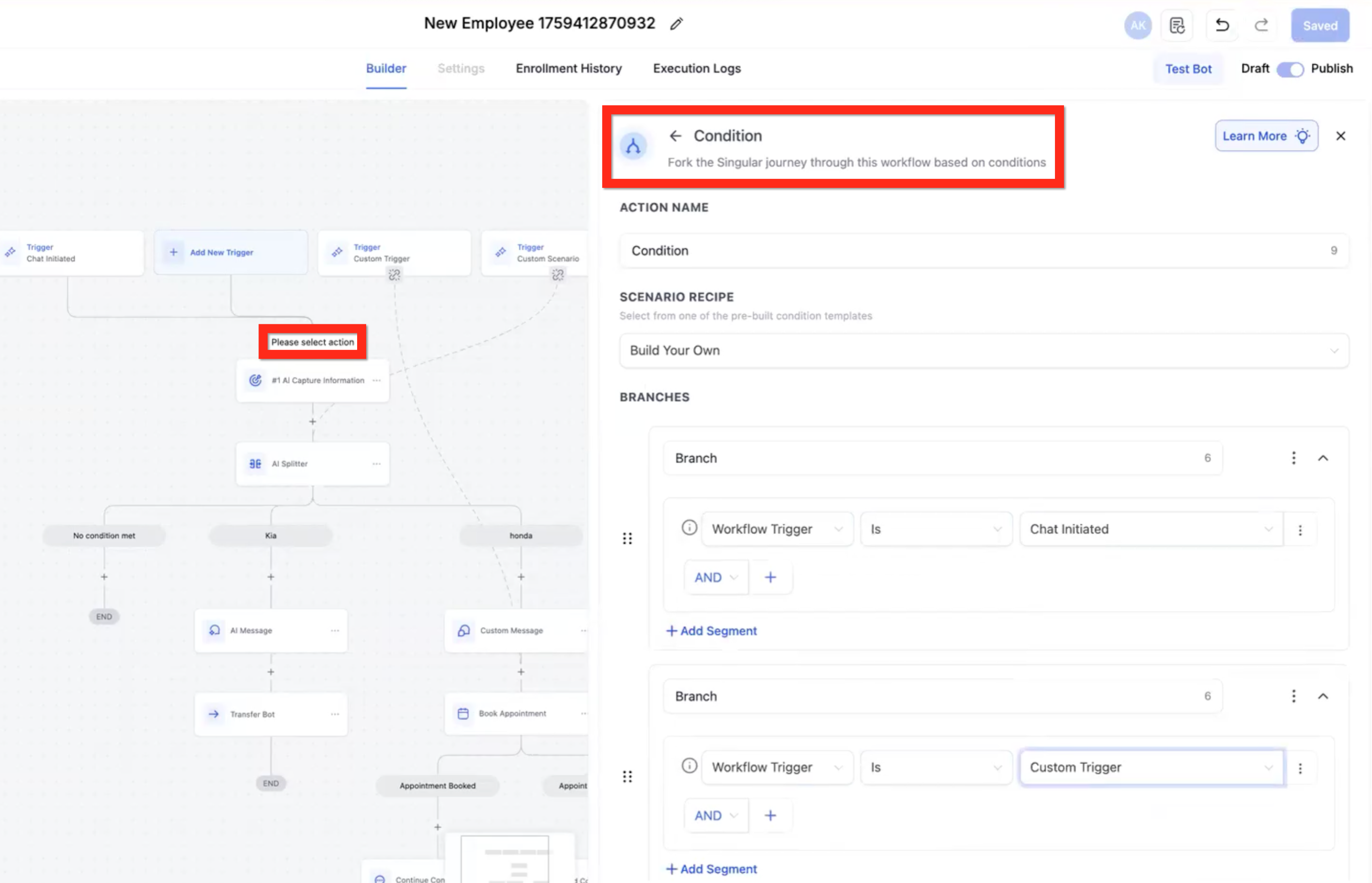 Conversation AI Flow Builder – Custom Triggers & If/Else