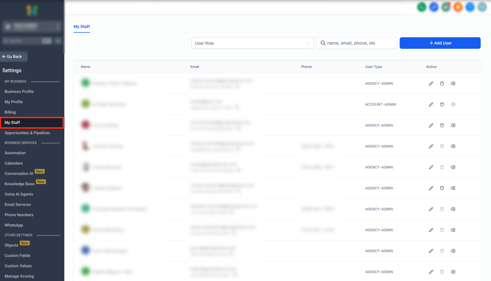 Conversation AI – Human Handover Action – Go to Settings from your account.