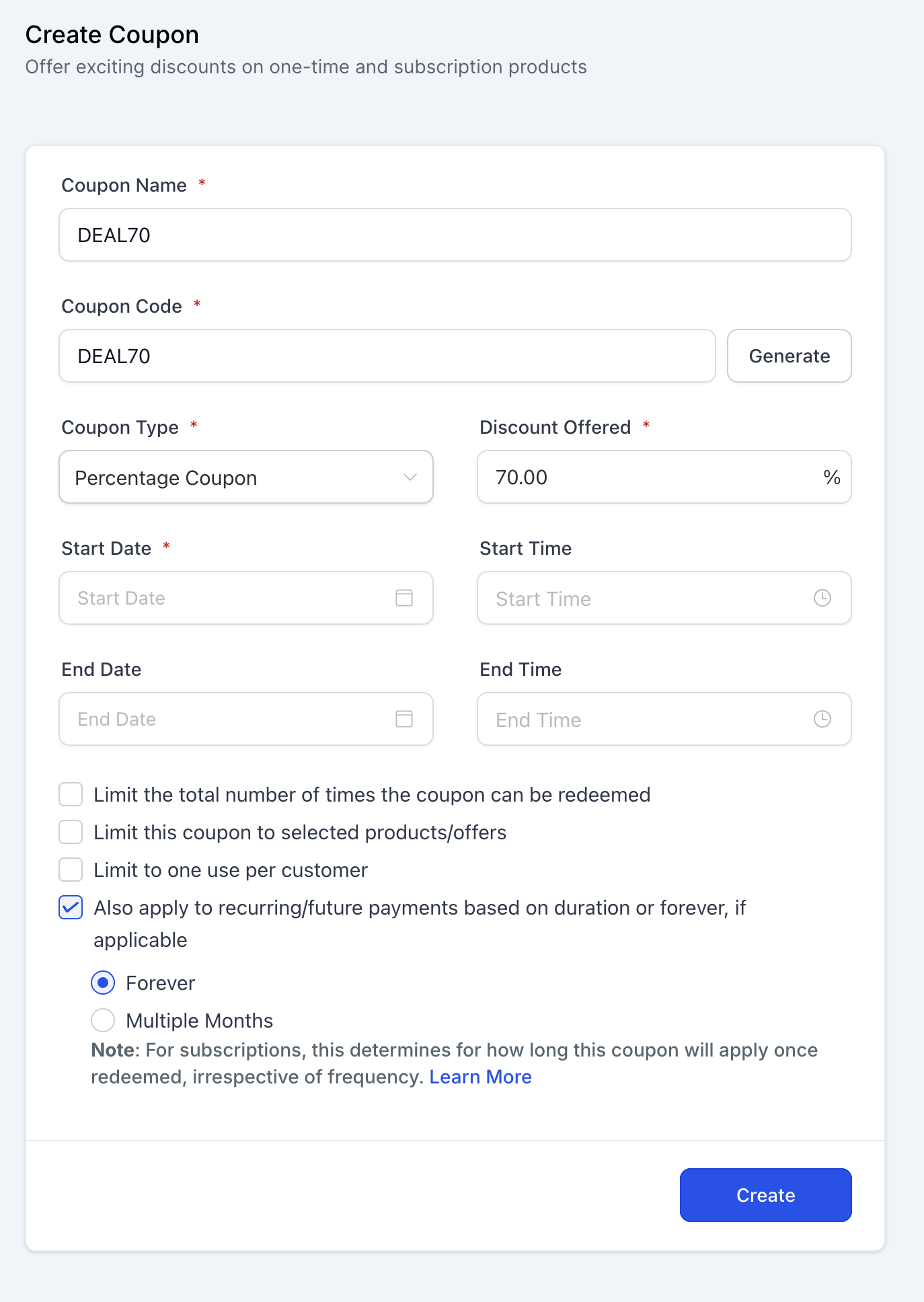 Coupon Application on Subscription Products – Samples