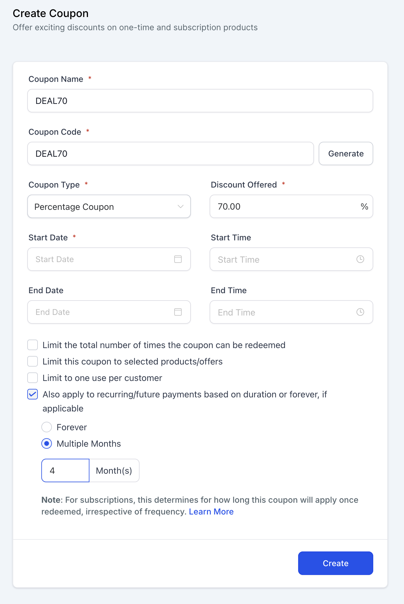 Coupon Application on Subscription Products – Screenshot 2