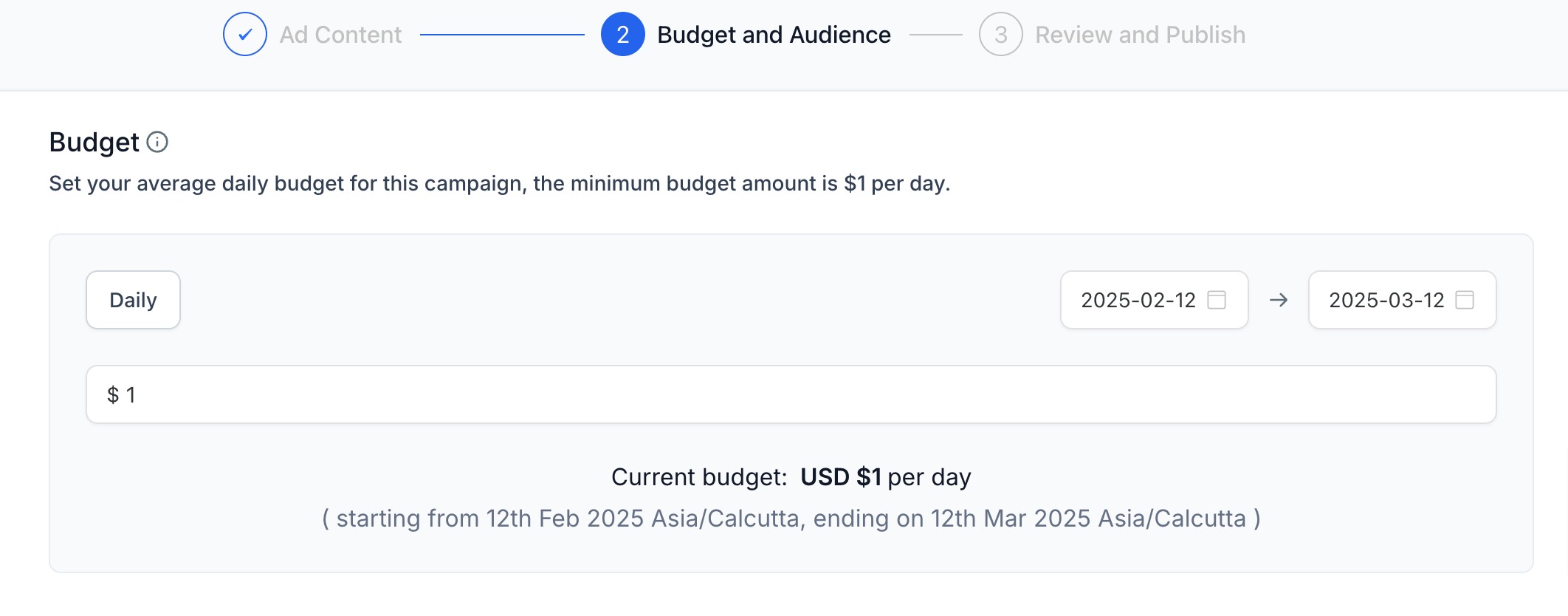Create a new Google Search Ad Campaign – Step 3 | Budget and Audience